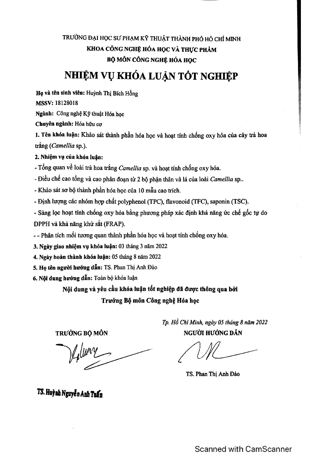 Đồ án tốt nghiệp - Khảo sát thành phần hóa học và hoạt tính chống oxy hóa của cây trà hoa trắng ( S