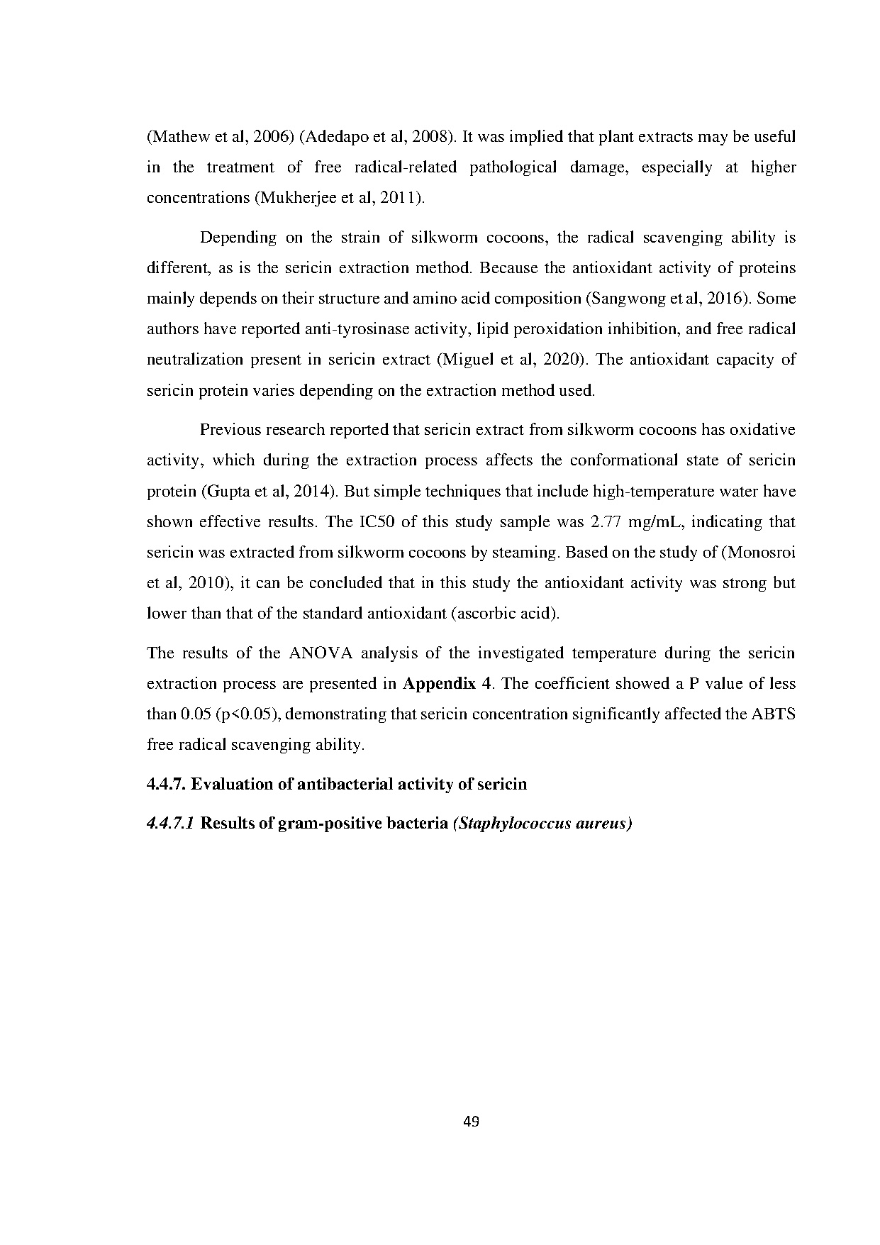 Đồ án tốt nghiệp - Effect of high pressure and high temperature on sericin protein properties from S - Trang 70