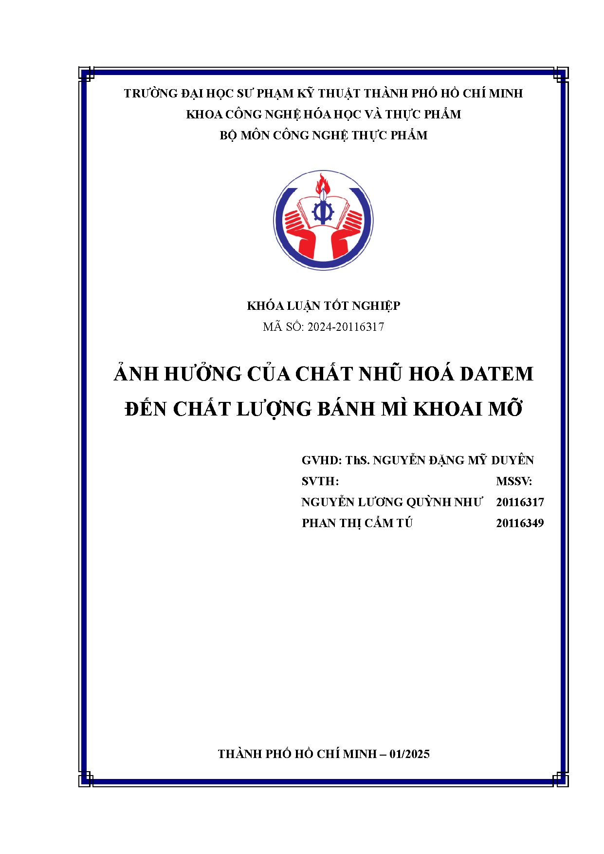 Đồ án tốt nghiệp - Ảnh hưởng của chất nhũ hóa datem đến chất lượng bánh mì khoai mỡ