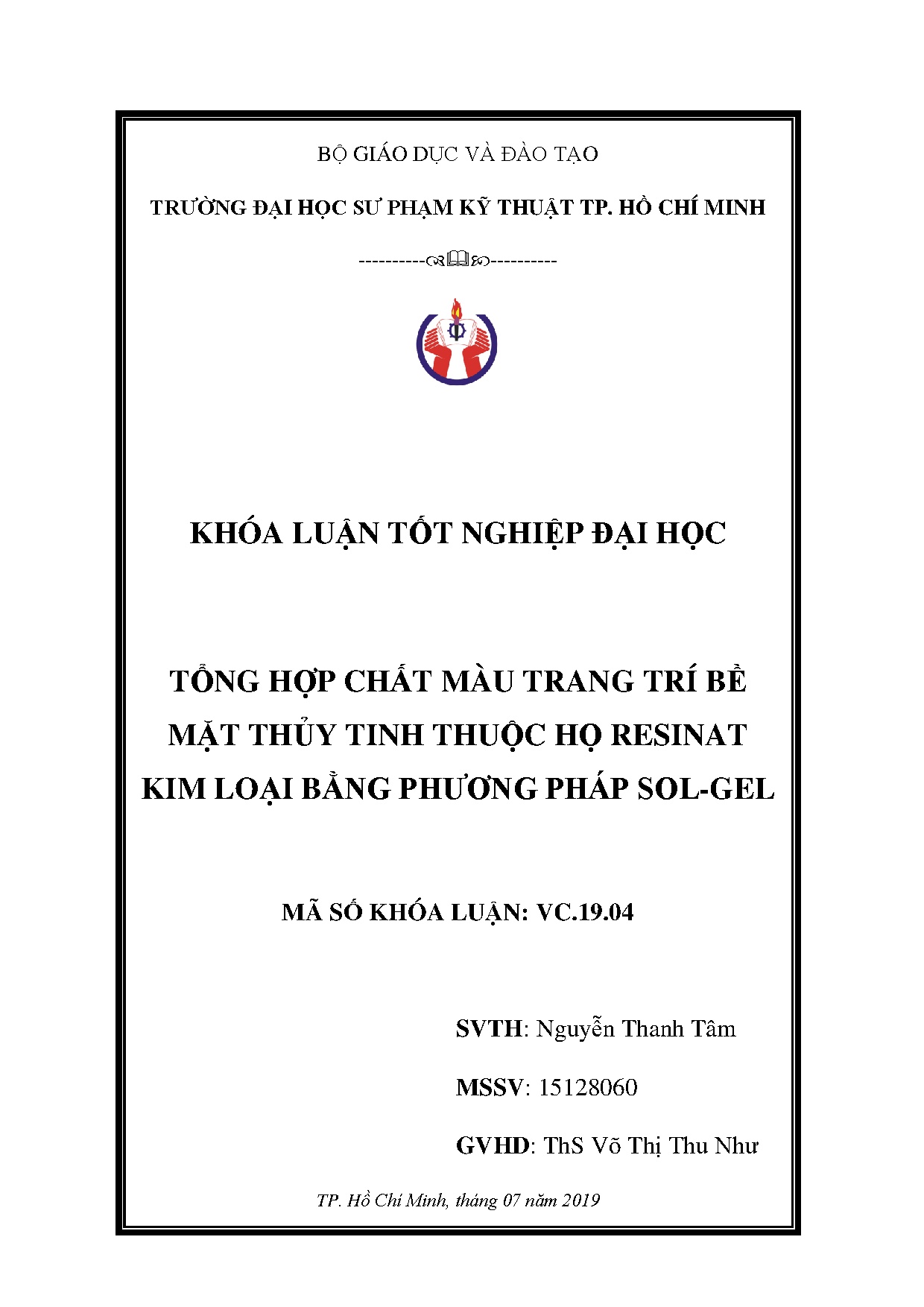 Đồ án tốt nghiệp - Tổng hợp chất màu trang trí bề mặt thủy tinh thuộc họ Resinat kim loại bằng PPS