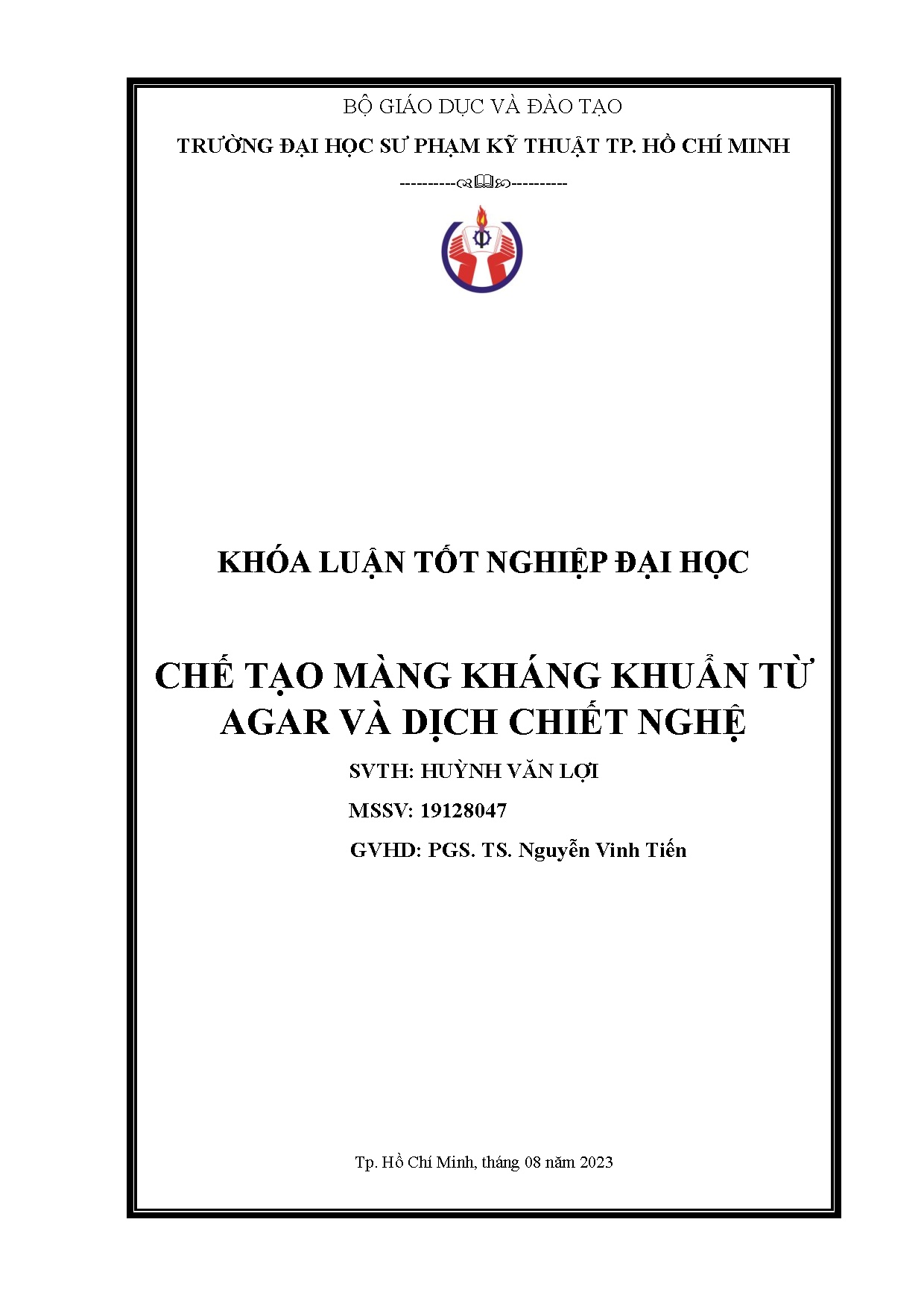 Đồ án tốt nghiệp - Chế tạo màng kháng khuẩn từ Agar và dịch chiết nghệ