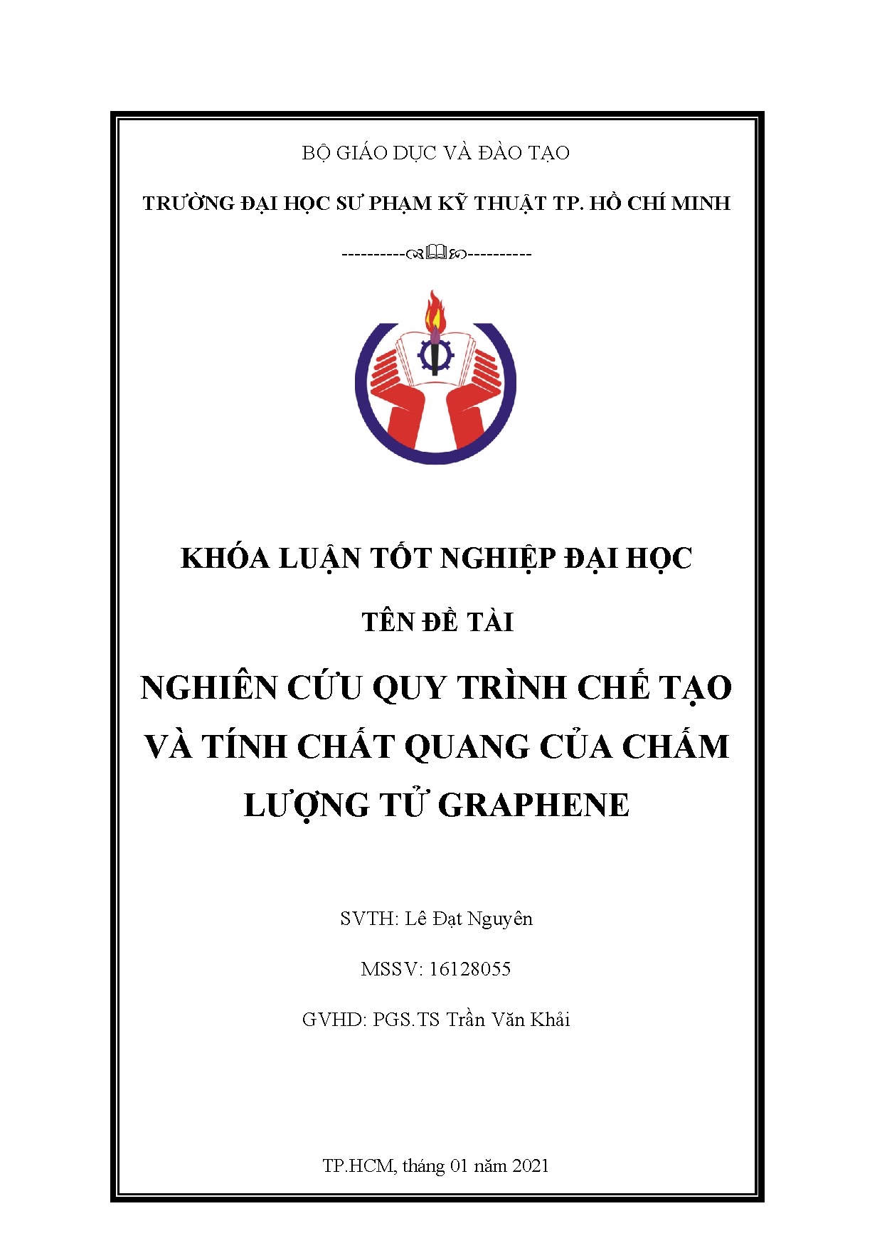 Đồ án tốt nghiệp - Nghiên cứu quy trình chế tạo và tính chất quang của chấm lượng tử Graphene