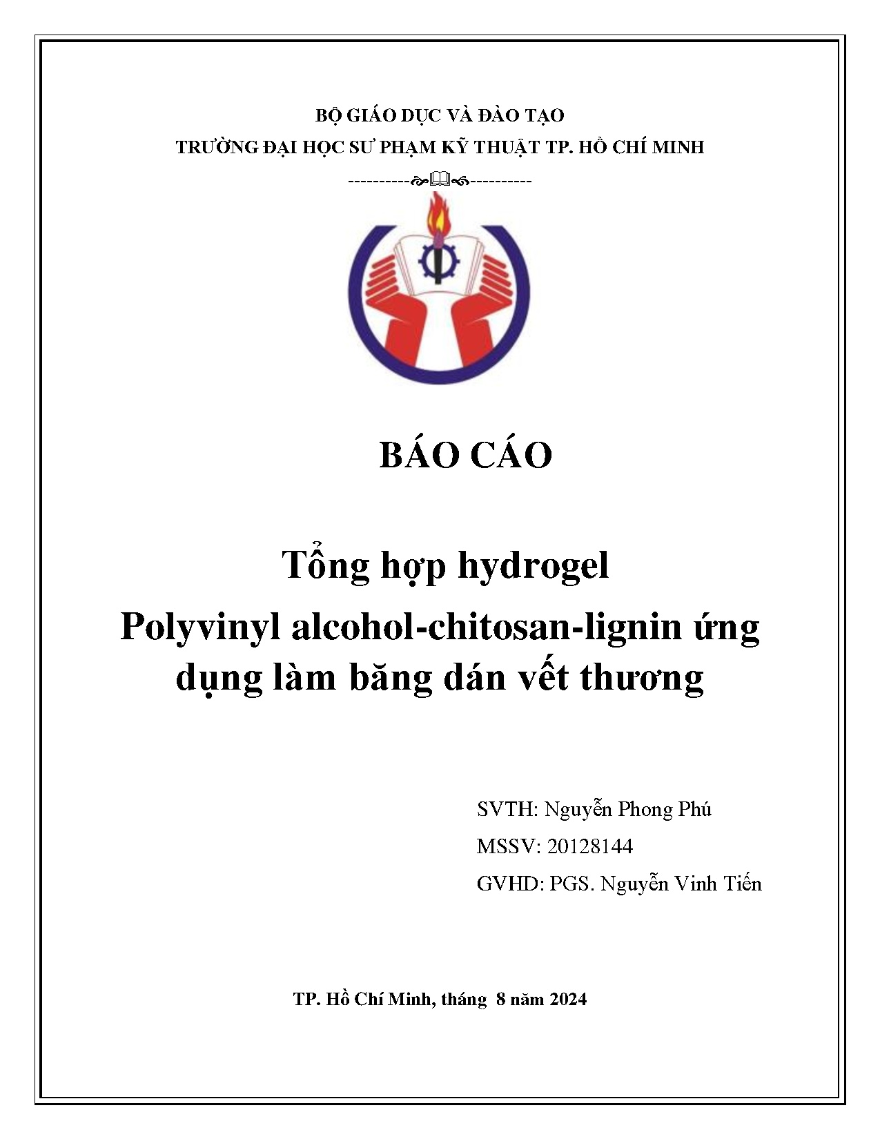 Đồ án tốt nghiệp - Tổng hợp Hydrogel Polyvinyl alcohol- chitosan- lignin ứng dụng làm băng dán vết T