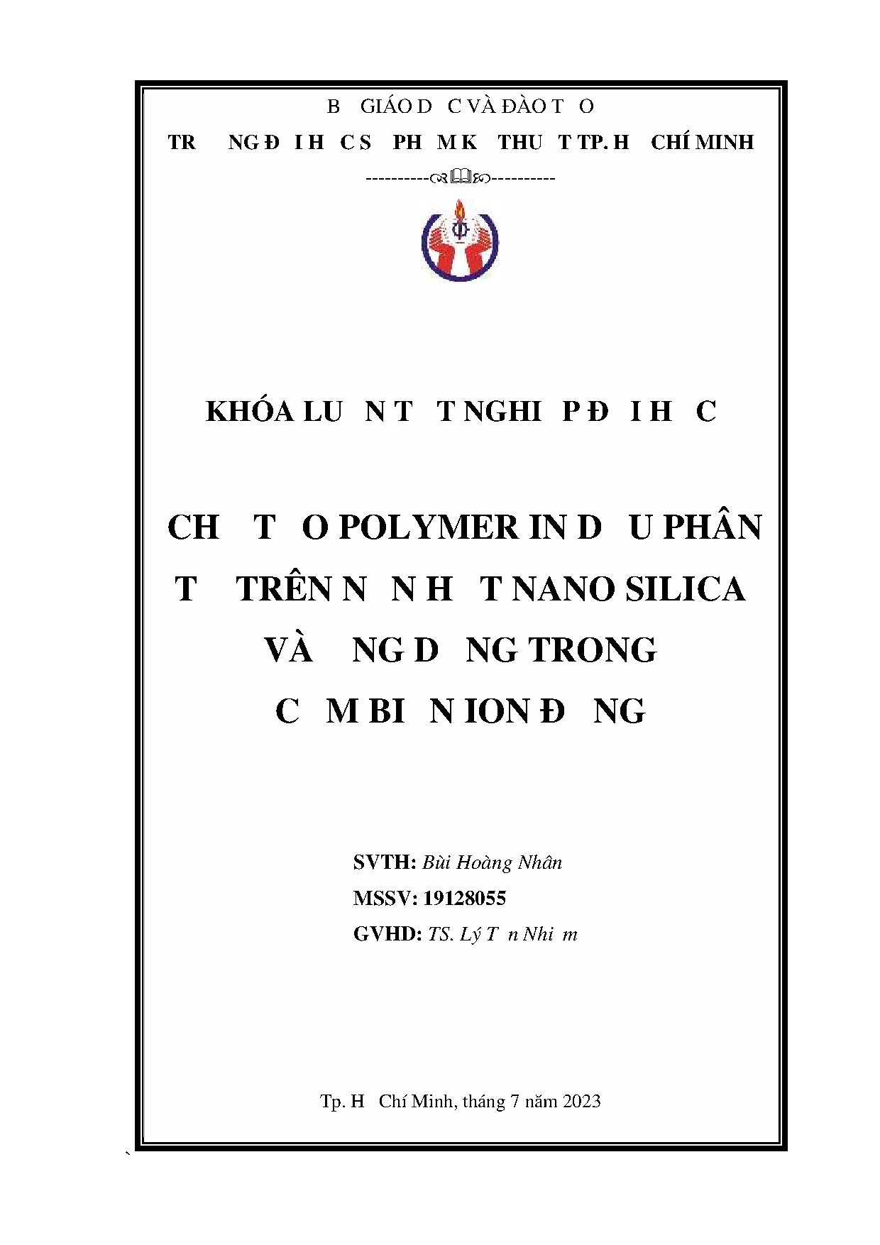 Đồ án tốt nghiệp - Chế tạo polymer in dấu phân tử trên nền hạt nano silica và ứng dụng trong cảm BIĐ