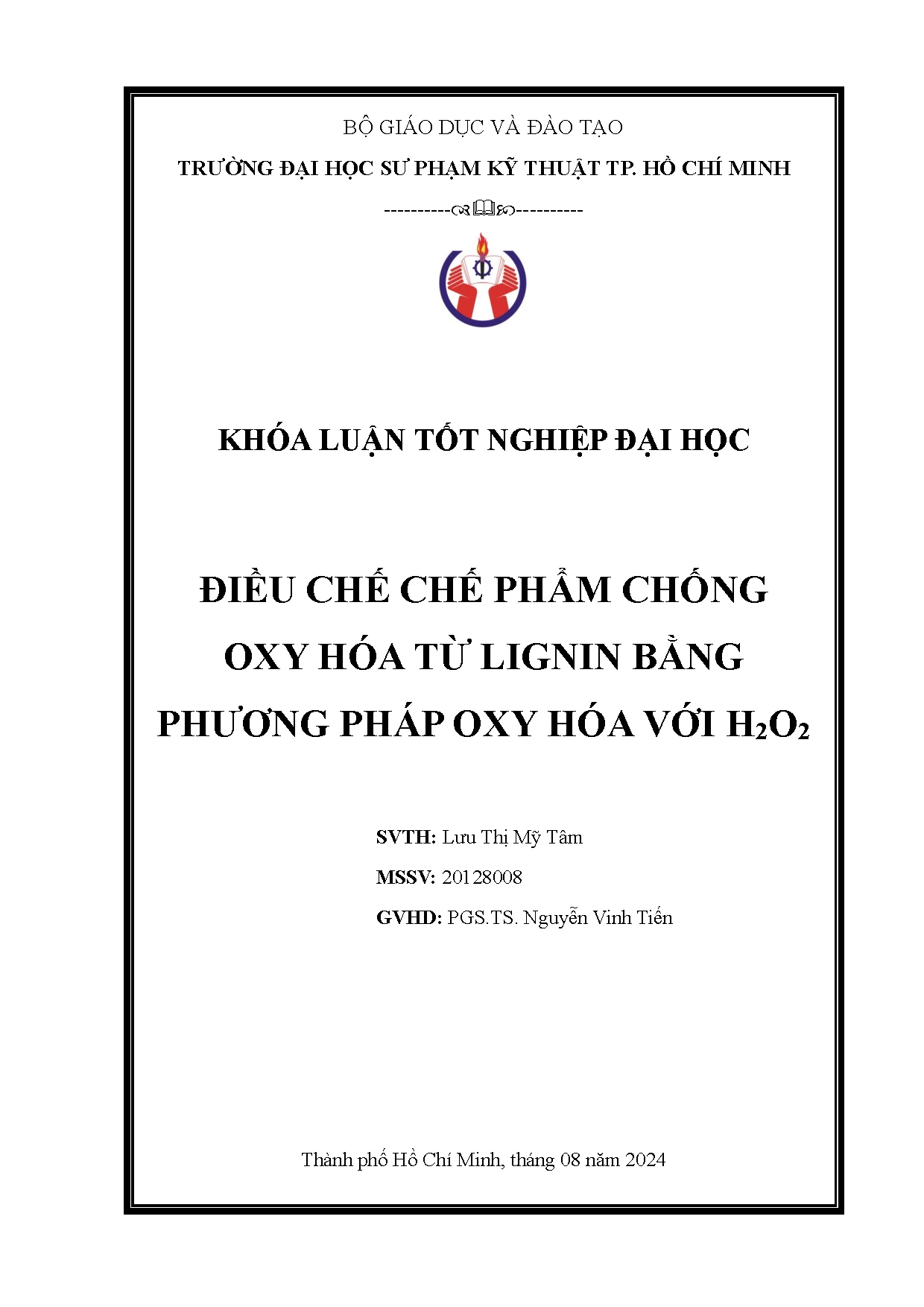 Đồ án tốt nghiệp - Điều chế chế phẩm chống oxy hóa từ lignin bằng phương pháp oxy hóa với H2O2
