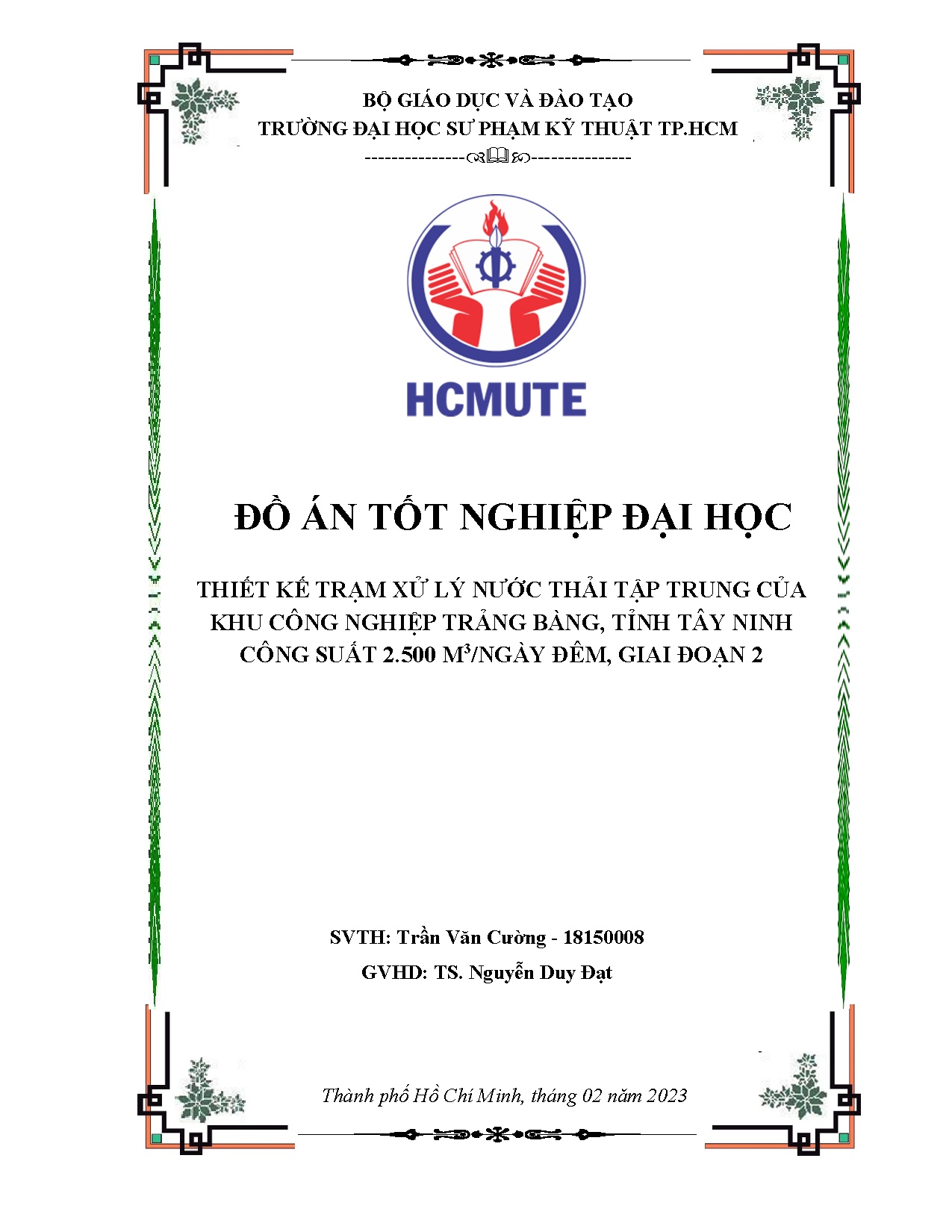 Đồ án tốt nghiệp - Thiết kế trạm xử lý nước thải tập trung của Khu công nghiệp Trảng BTTNCS 2 ĐGĐ 2