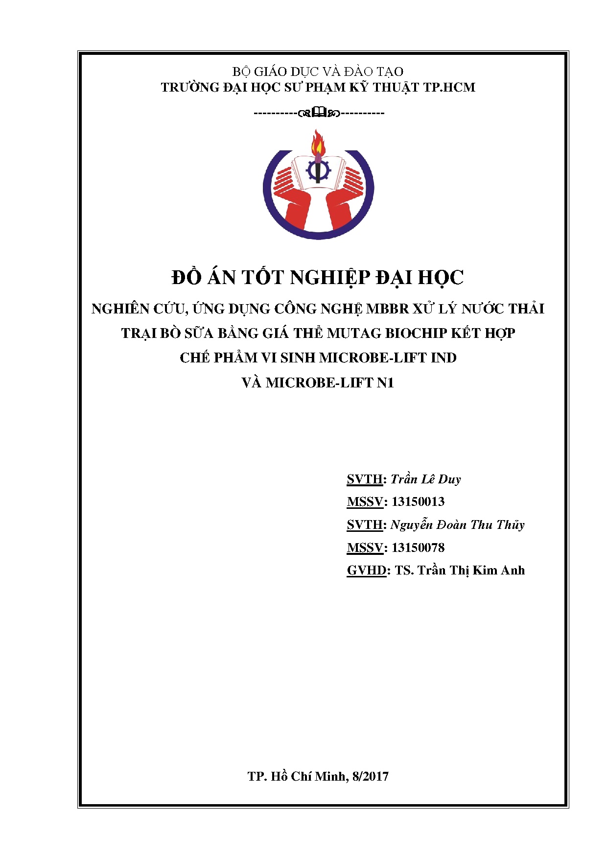 Đồ án tốt nghiệp - Nghiên cứu, ứng dụng công nghệ MBBR xử lý nước thải trại bò sữa BGTMBKHCPVSMIVMN