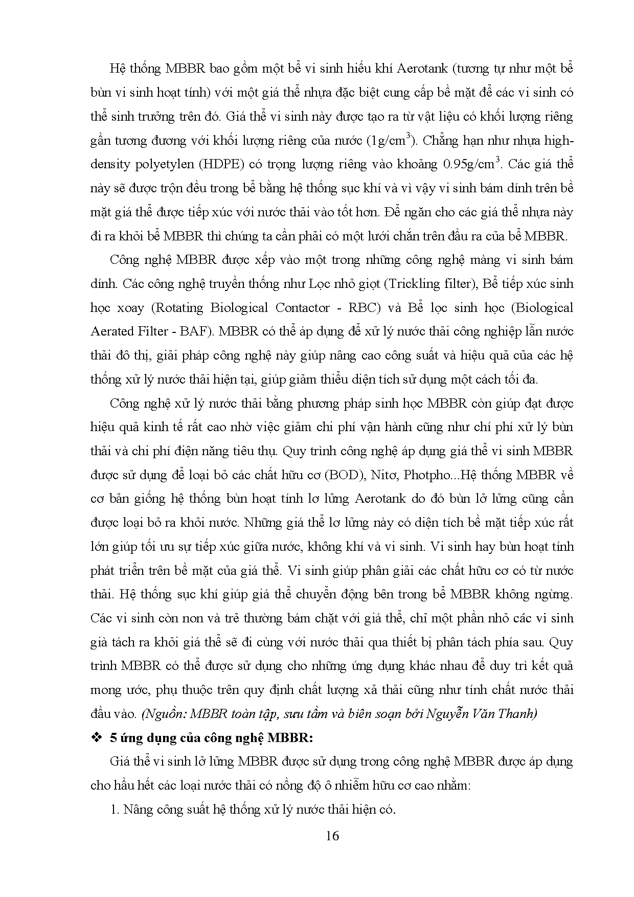 Đồ án tốt nghiệp - Nghiên cứu, ứng dụng công nghệ MBBR xử lý nước thải trại bò sữa BGTMBKHCPVSMIVMN - Trang 29