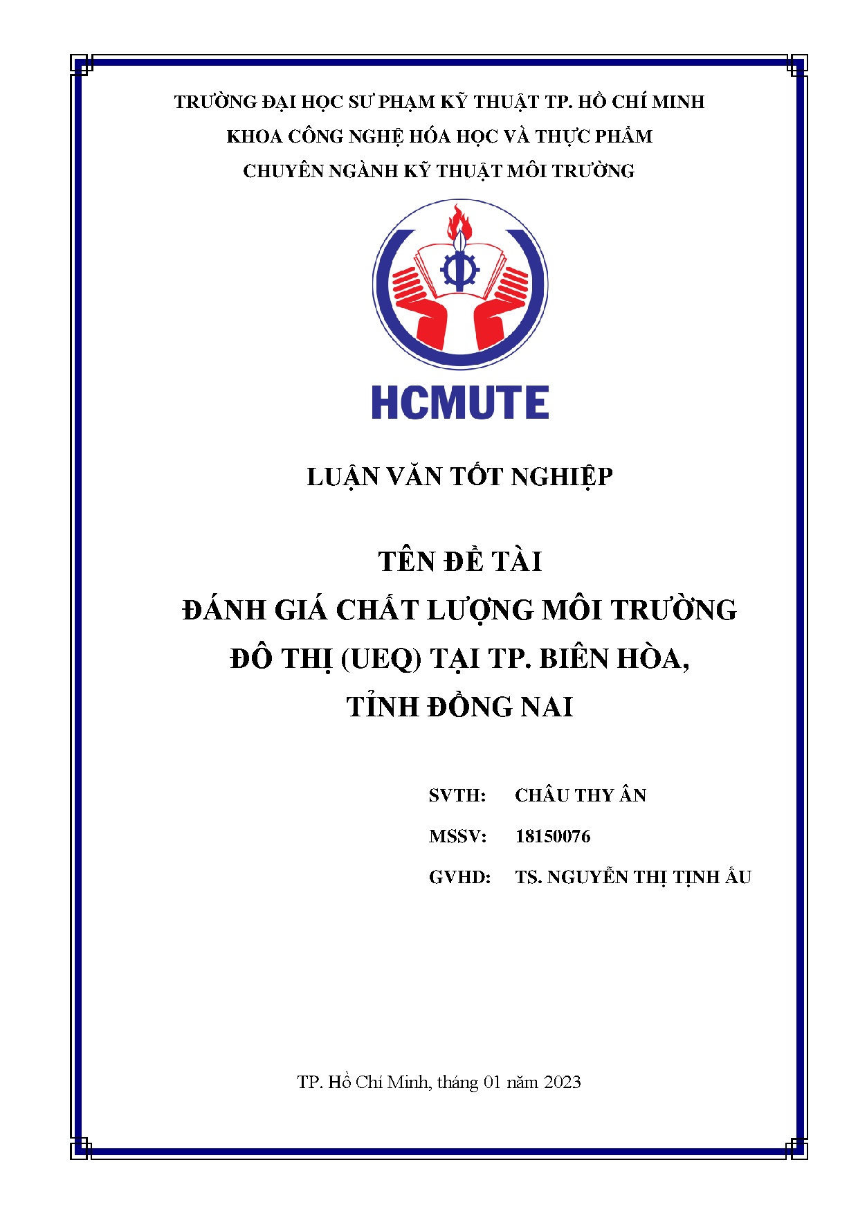 Đồ án tốt nghiệp - Đánh giá chất lượng môi trường đô thị (UEQ) tại Tp. Biên Hoà, tỉnh Đồng Nai