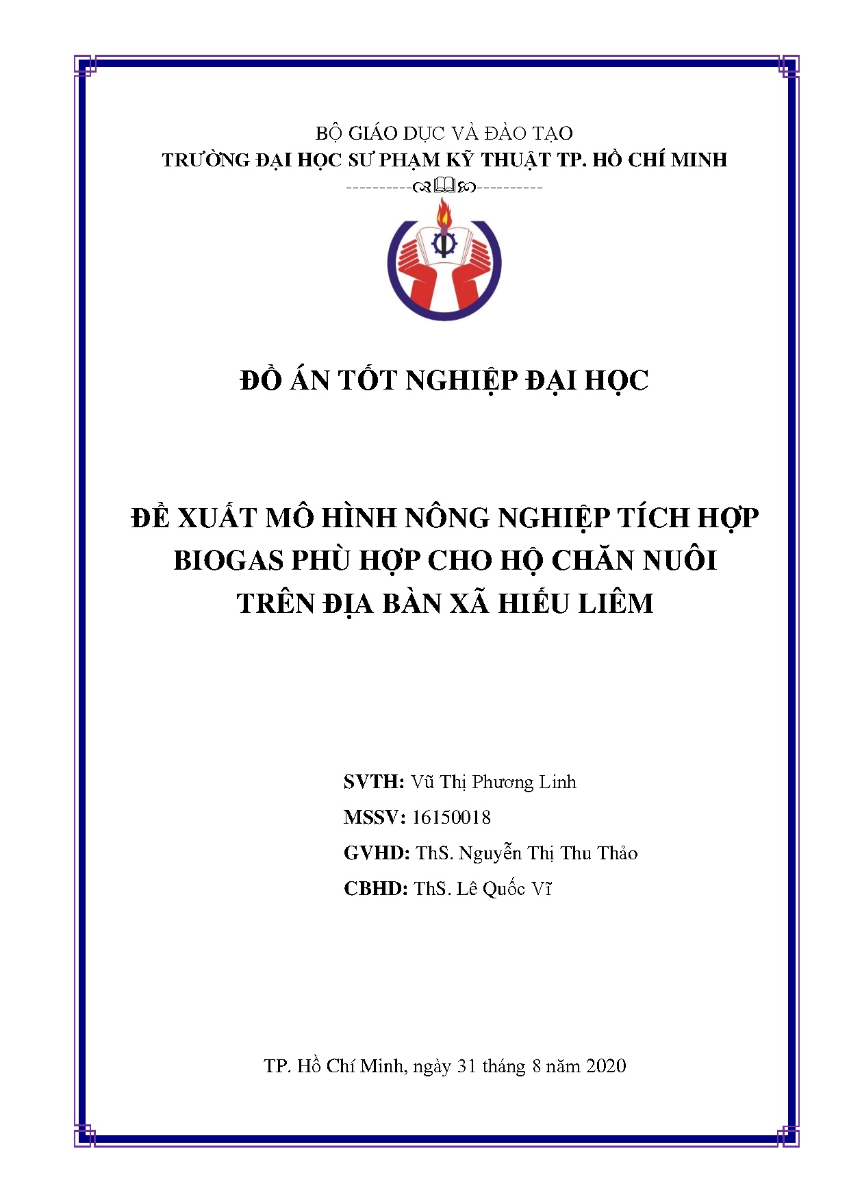 Đồ án tốt nghiệp - Đề xuất mô hình nông nghiệp tích hợp Biogas (VACB) phù hợp cho hộ CNTĐBXHLTB .