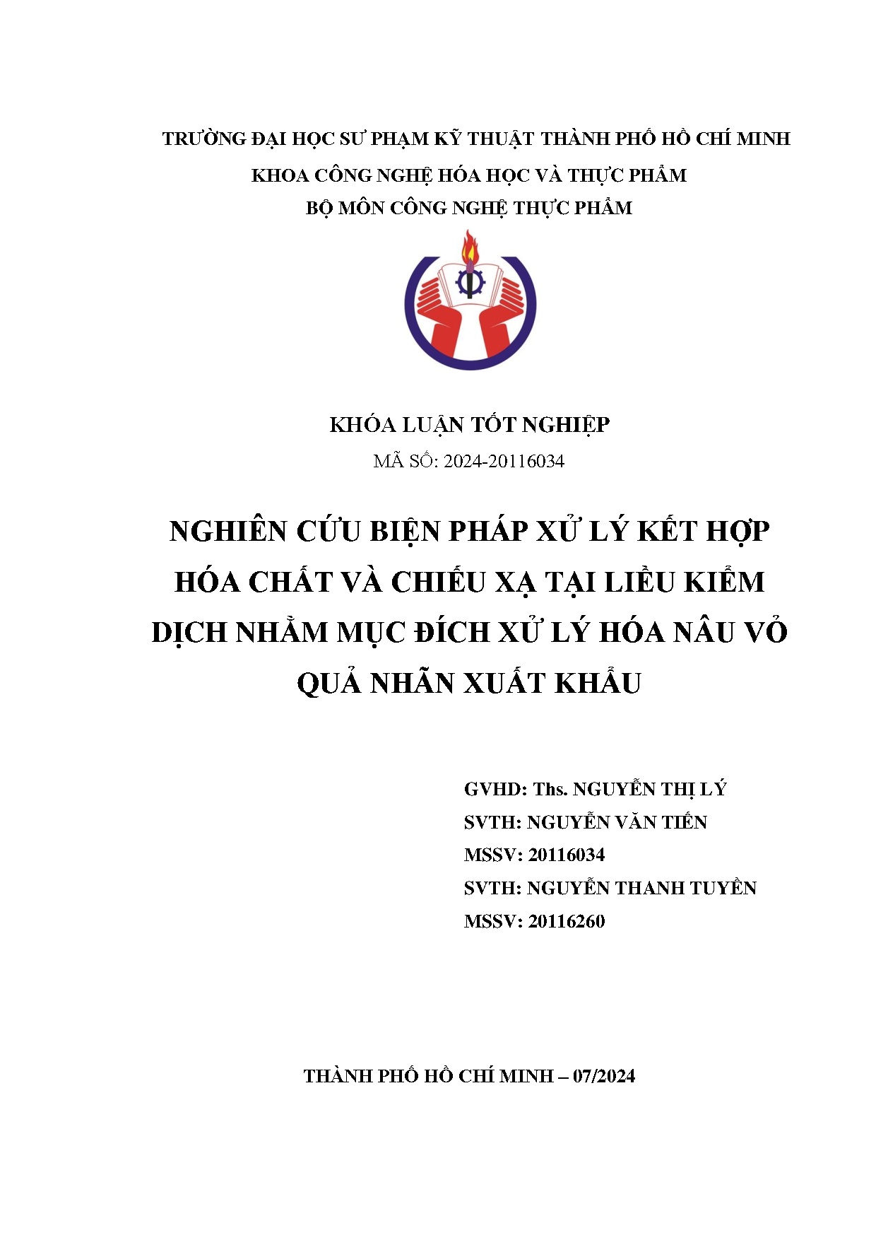 Đồ án tốt nghiệp - Nghiên cứu biện pháp xử lý kết hợp hóa chất và chiếu xạ tại liều KDNMĐXLHNVQNXK