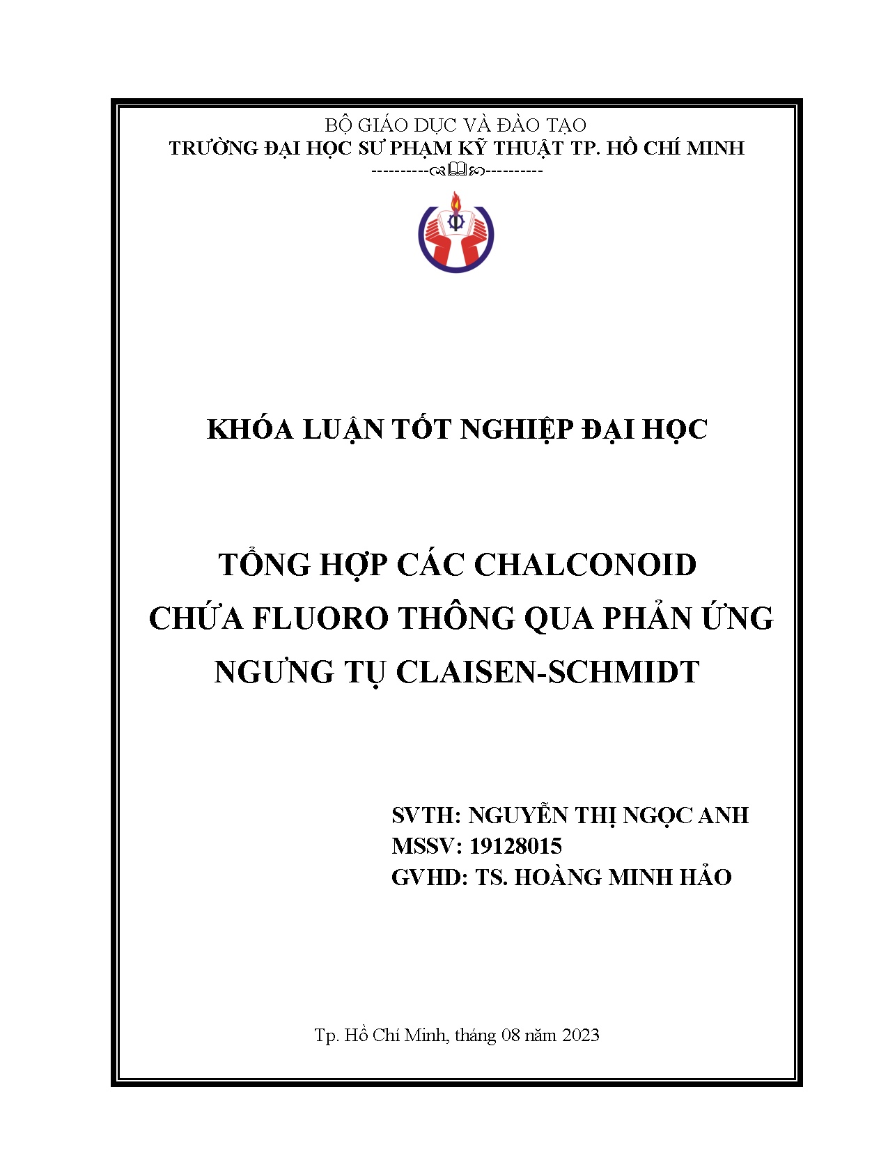 Đồ án tốt nghiệp - Tổng hợp các Chalconoid chứa Fluoro thông qua phản ứng ngưng tụ Claisen - Schmidt