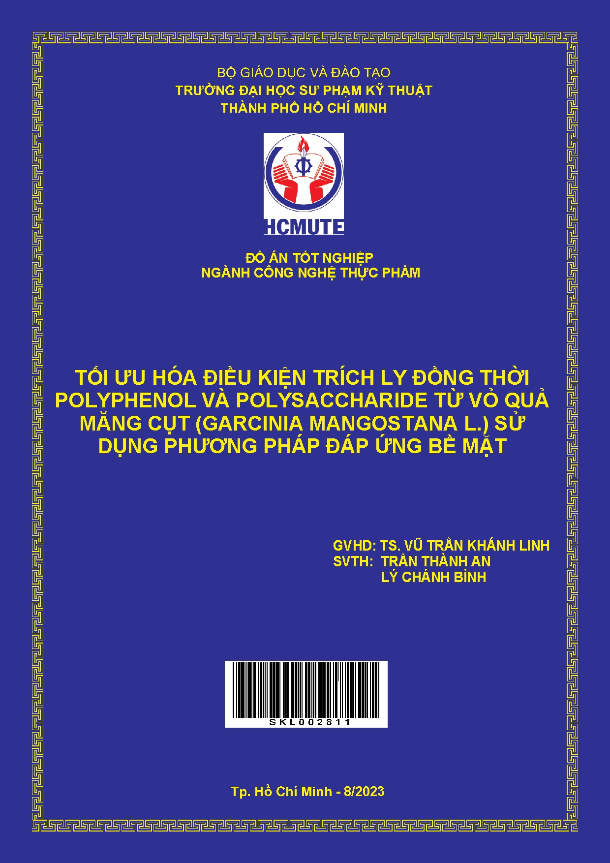 Đồ án tốt nghiệp - Tối ưu hóa điều kiện trích ly đồng thời Polyphenol và PTVQMC ( MLSDPPĐỨBM