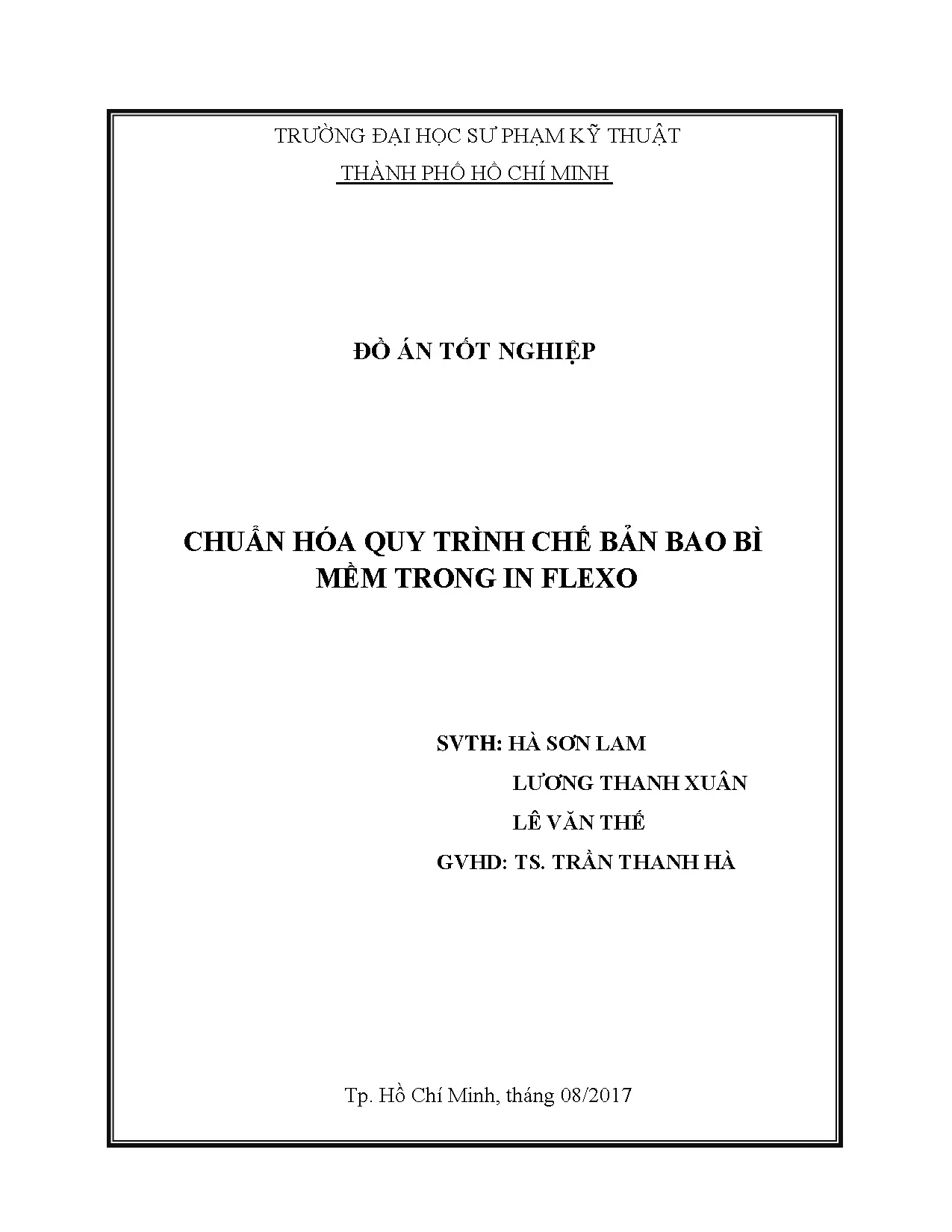 Đồ án tốt nghiệp - Chuẩn hóa quy trình chế bản bao bì mềm trong in Flexo