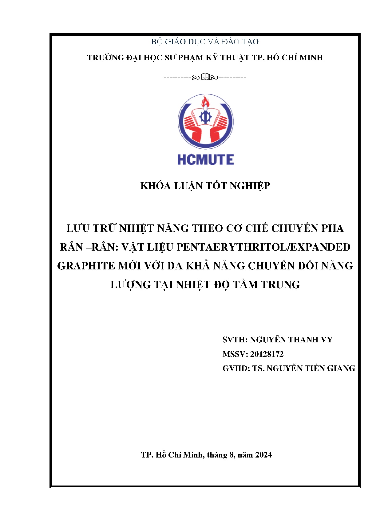 Đồ án tốt nghiệp - Lưu trữ nhiệt năng theo cơ chế chuyển pha rắn- rắn: Vật liệu PEGMVĐKNCĐNLTNĐTT