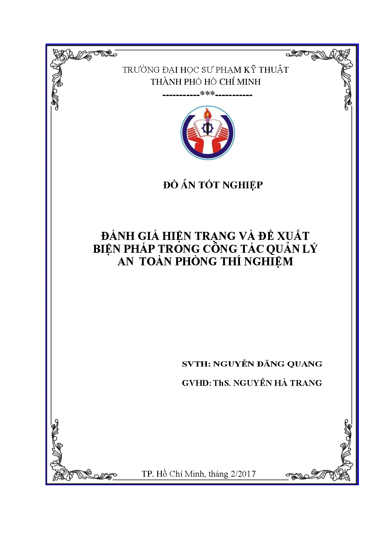 Đồ án tốt nghiệp - Đánh giá hiện trạng và đề xuất biện pháp trong công tác quản lý an toàn phòng TN