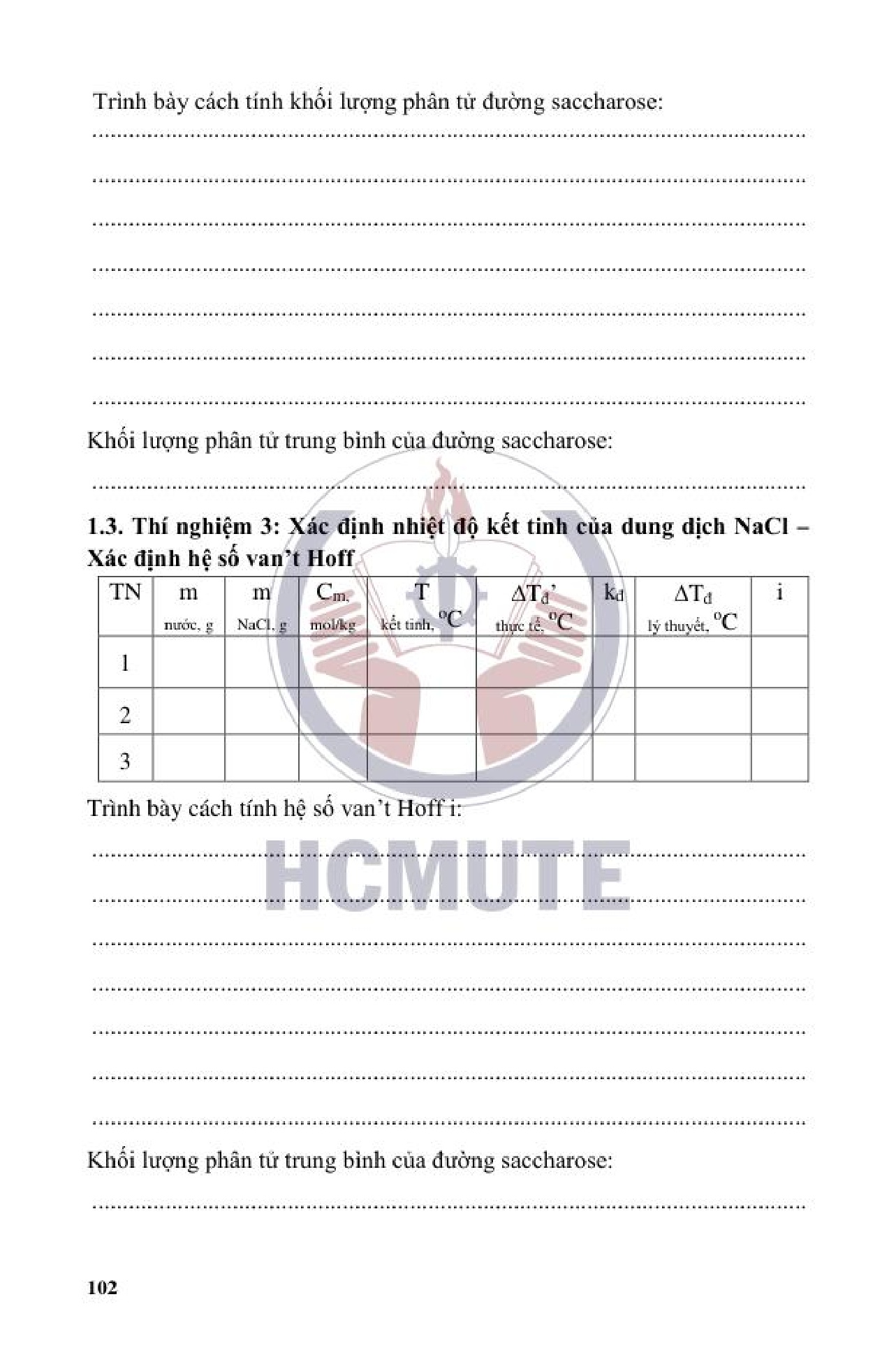 Giáo trình thí nghiệm Hóa đại cương (HCMUTE) - Trang 103