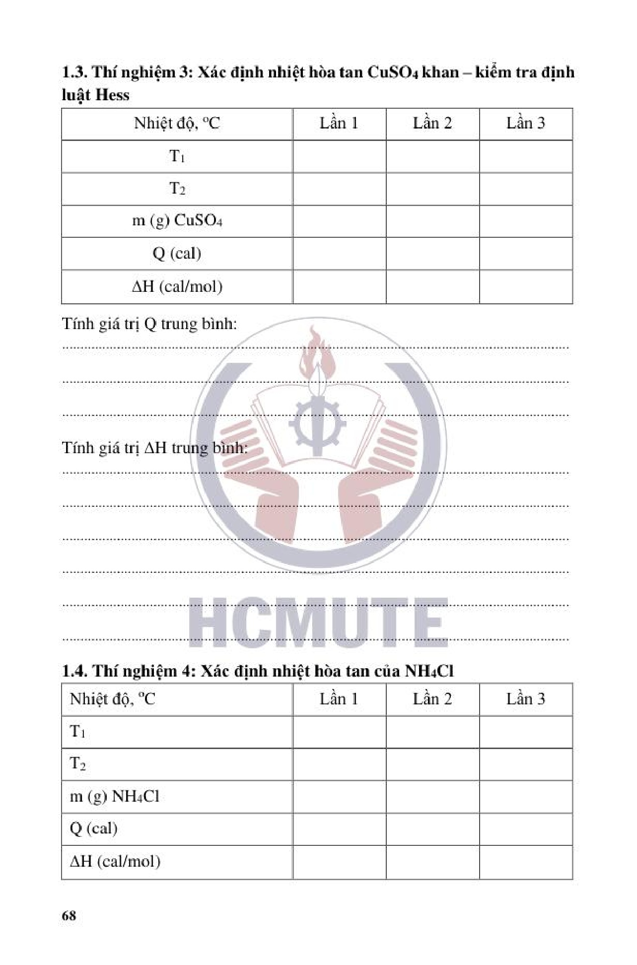 Giáo trình thí nghiệm Hóa đại cương (HCMUTE) - Trang 69