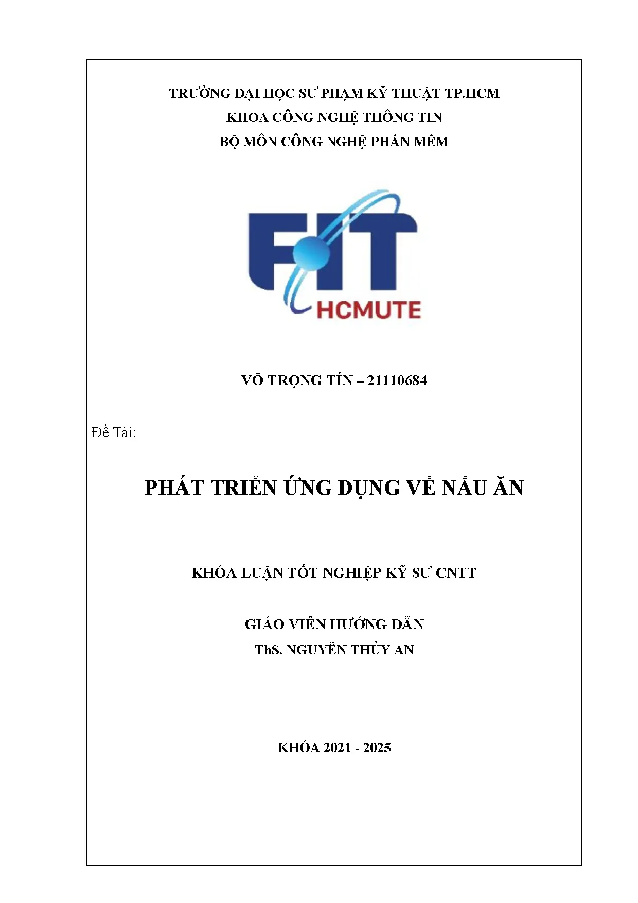 Đồ án tốt nghiệp - Phát triển ứng dụng về nấu ăn