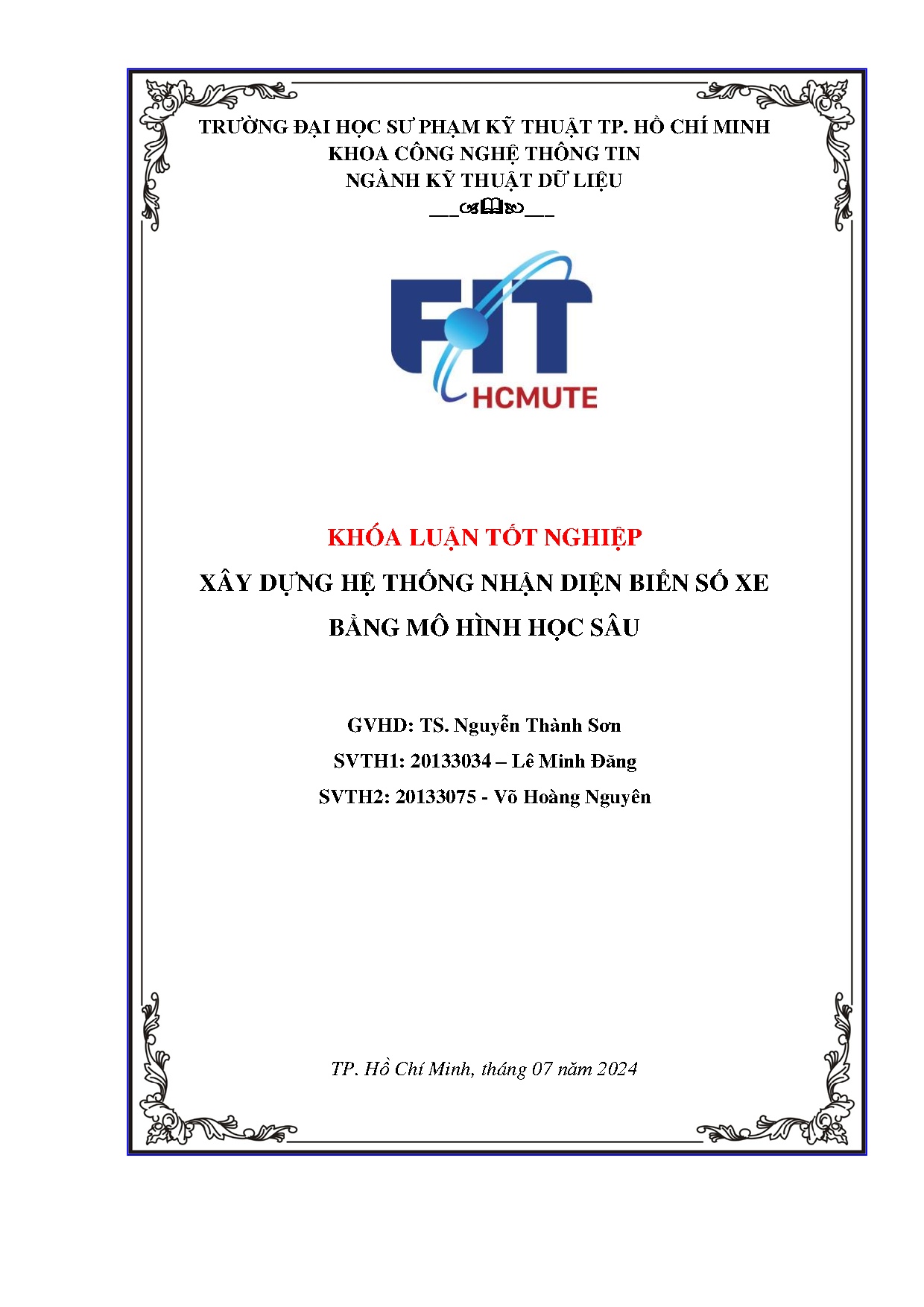 Đồ án tốt nghiệp - Xây dựng hệ thống nhận diện biển số xe bằng mô hình học sâu