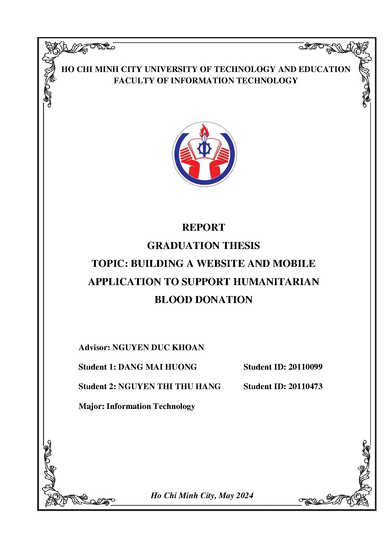 Đồ án tốt nghiệp - Building a website and mobile application to support humanitarian blood donation