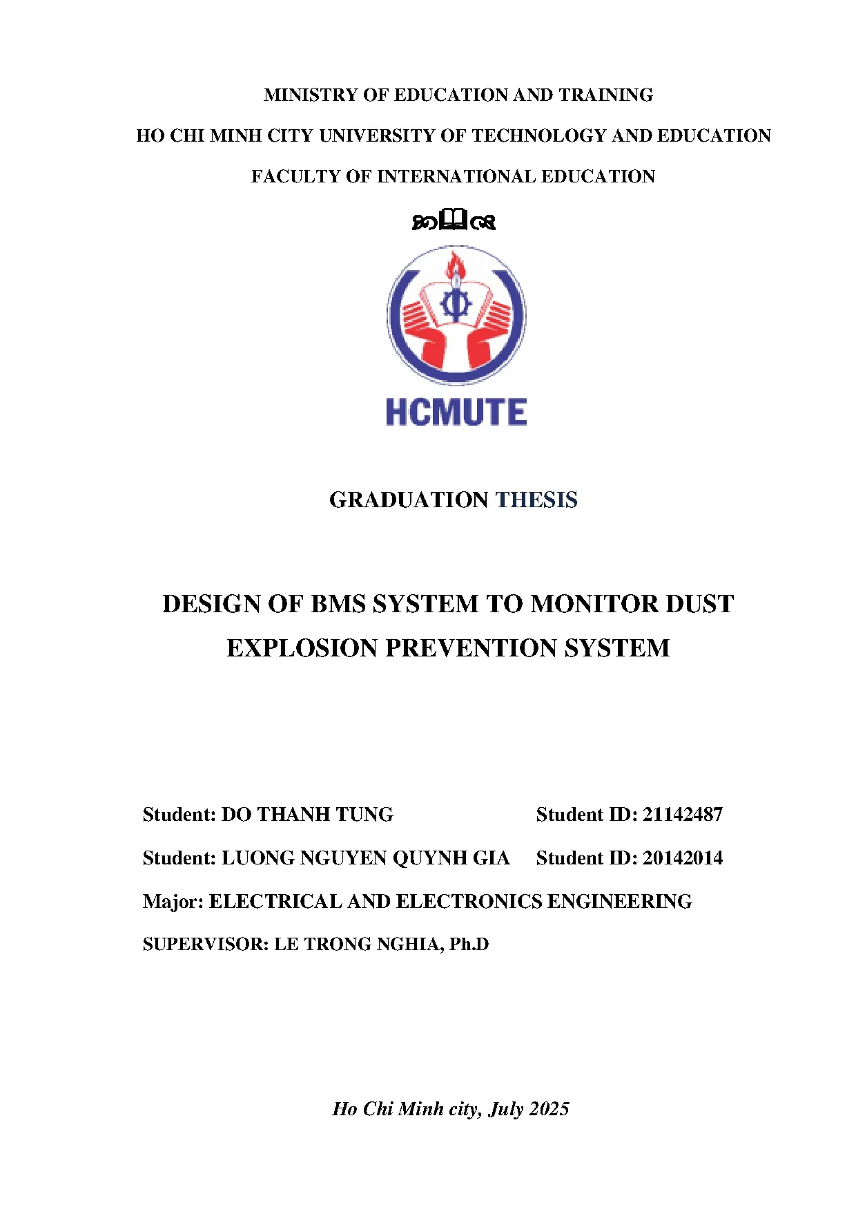 Đồ án tốt nghiệp - Design of BMS system to monitor dust explosion prevention system - Trang 2