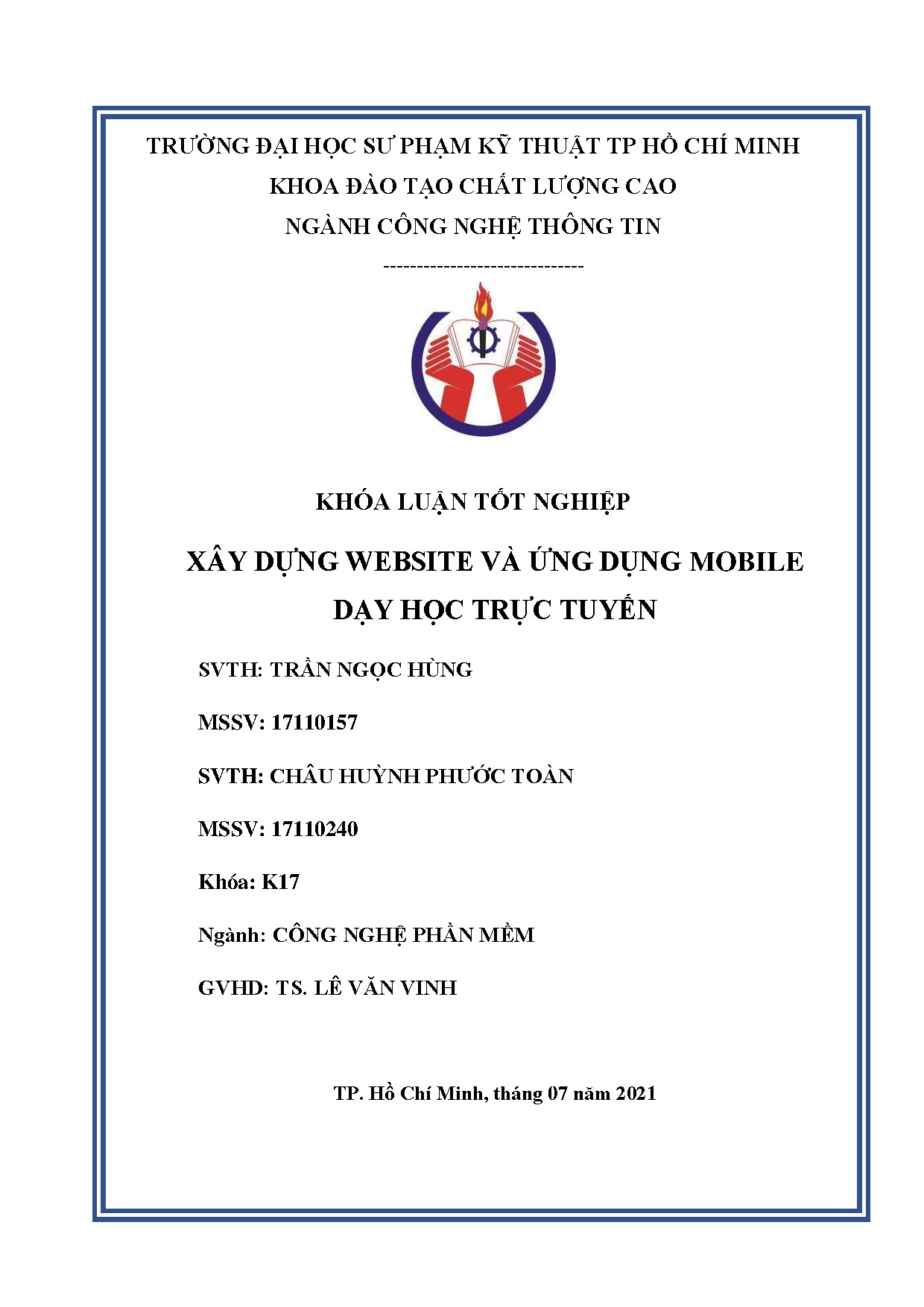 Đồ án tốt nghiệp - Xây dựng website và ứng dụng mobile dạy học trực tuyến: Đồ án tốt NKĐTCLCNCNTT