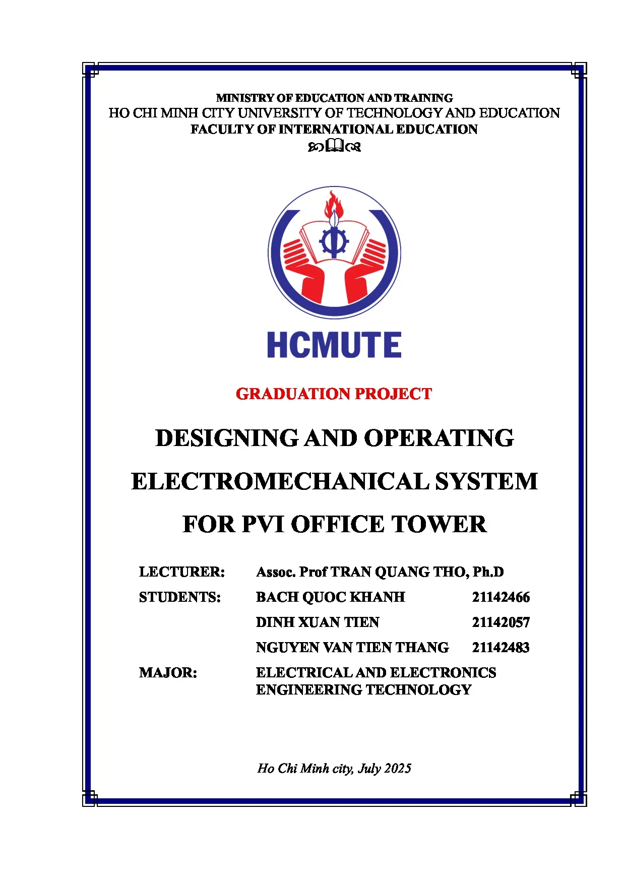Đồ án tốt nghiệp - Designing and operating electromechanical system for PVI office tower