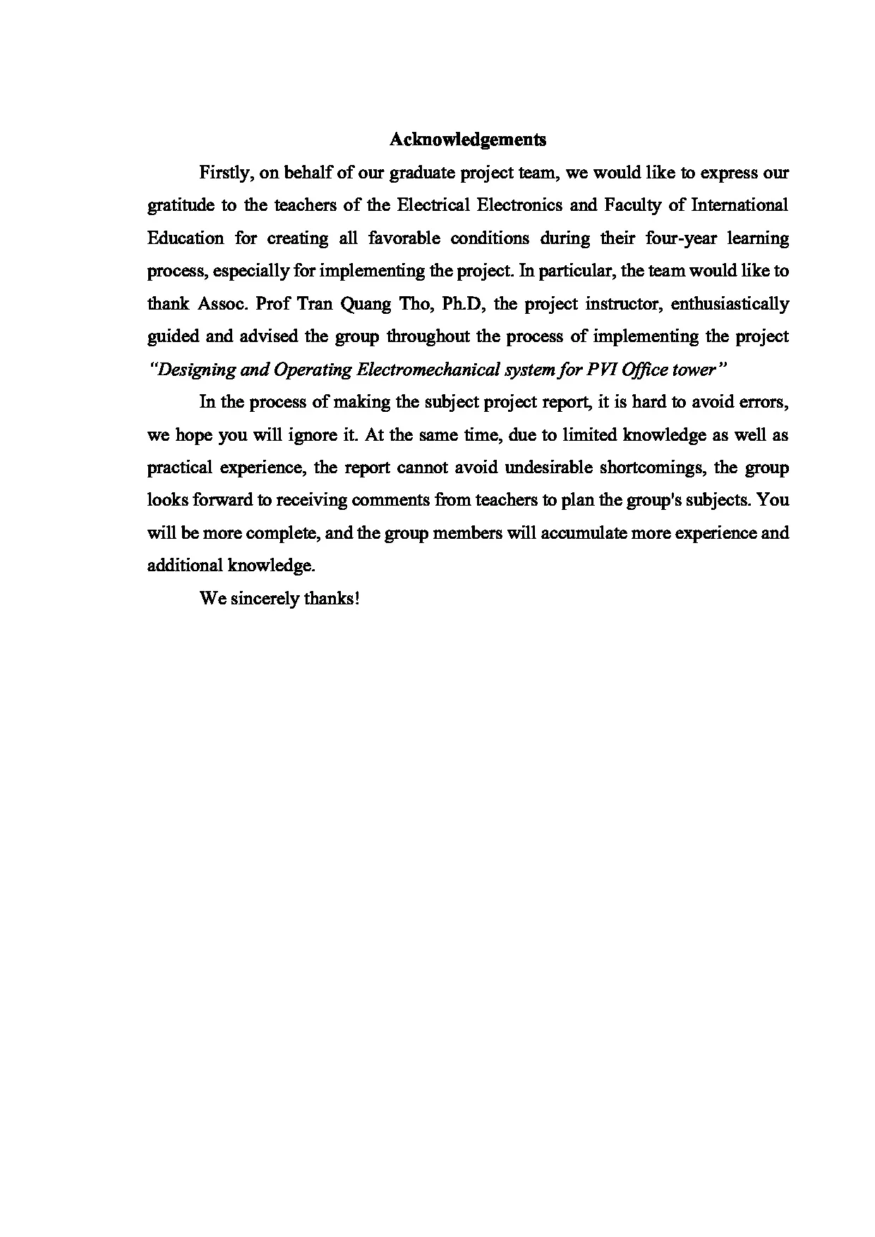 Đồ án tốt nghiệp - Designing and operating electromechanical system for PVI office tower - Trang 3