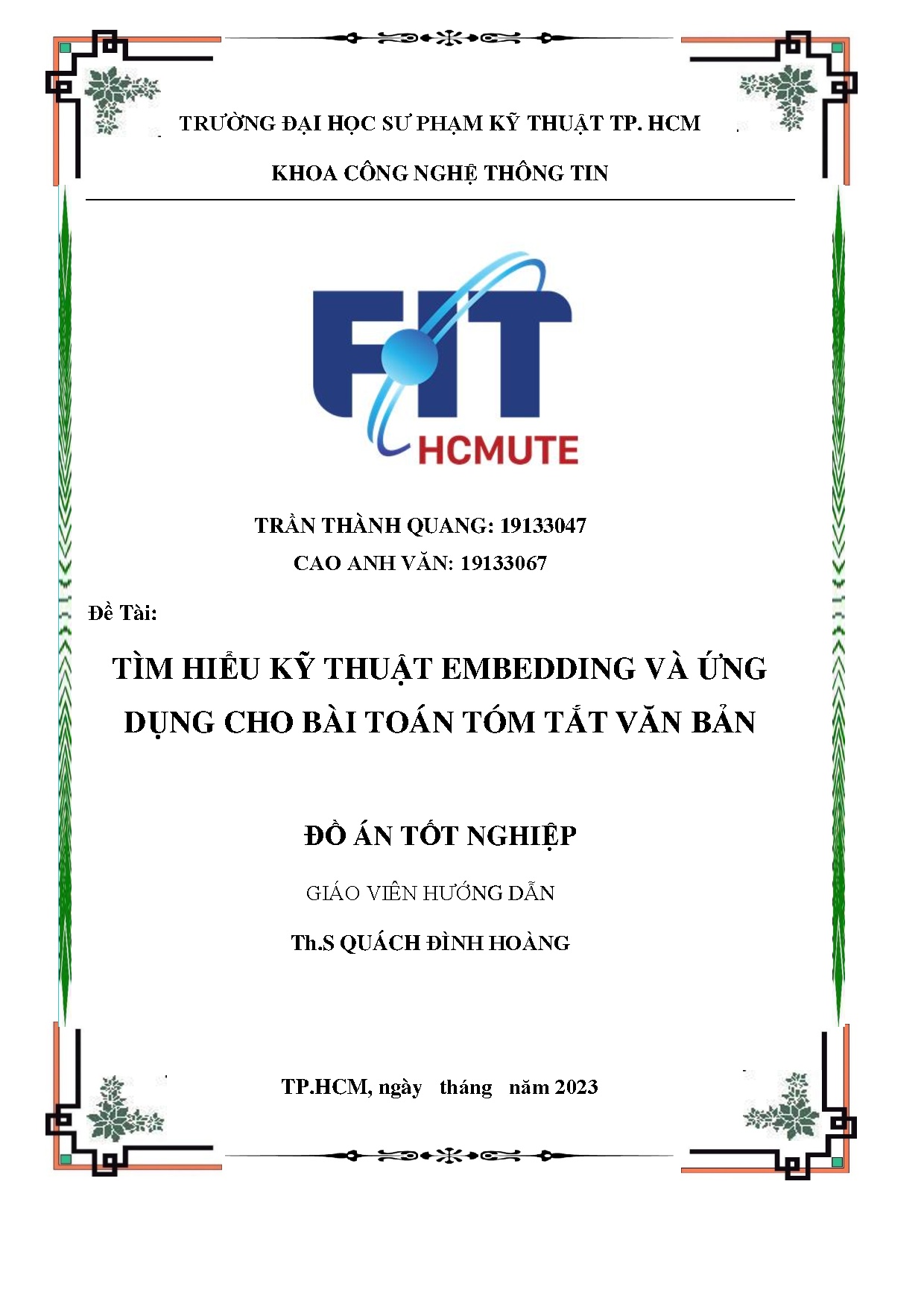 Đồ án tốt nghiệp - Tìm hiểu kỹ thuật Embedding và ứng dụng cho bài toán tóm tắt văn bản