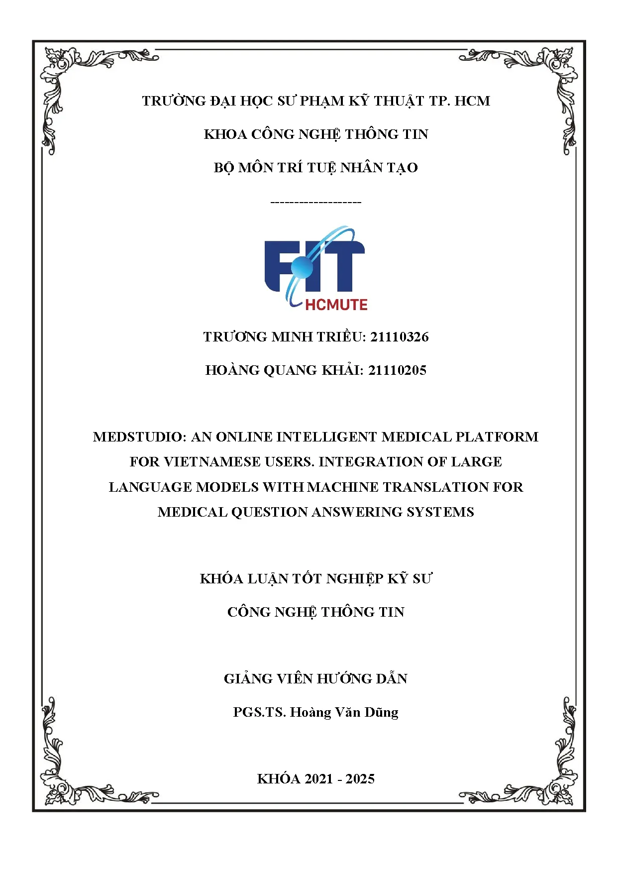 Đồ án tốt nghiệp - Medstudio: an online interlligent medical platform for vietnamese UIOLLMWMTFMQAS - Trang 2