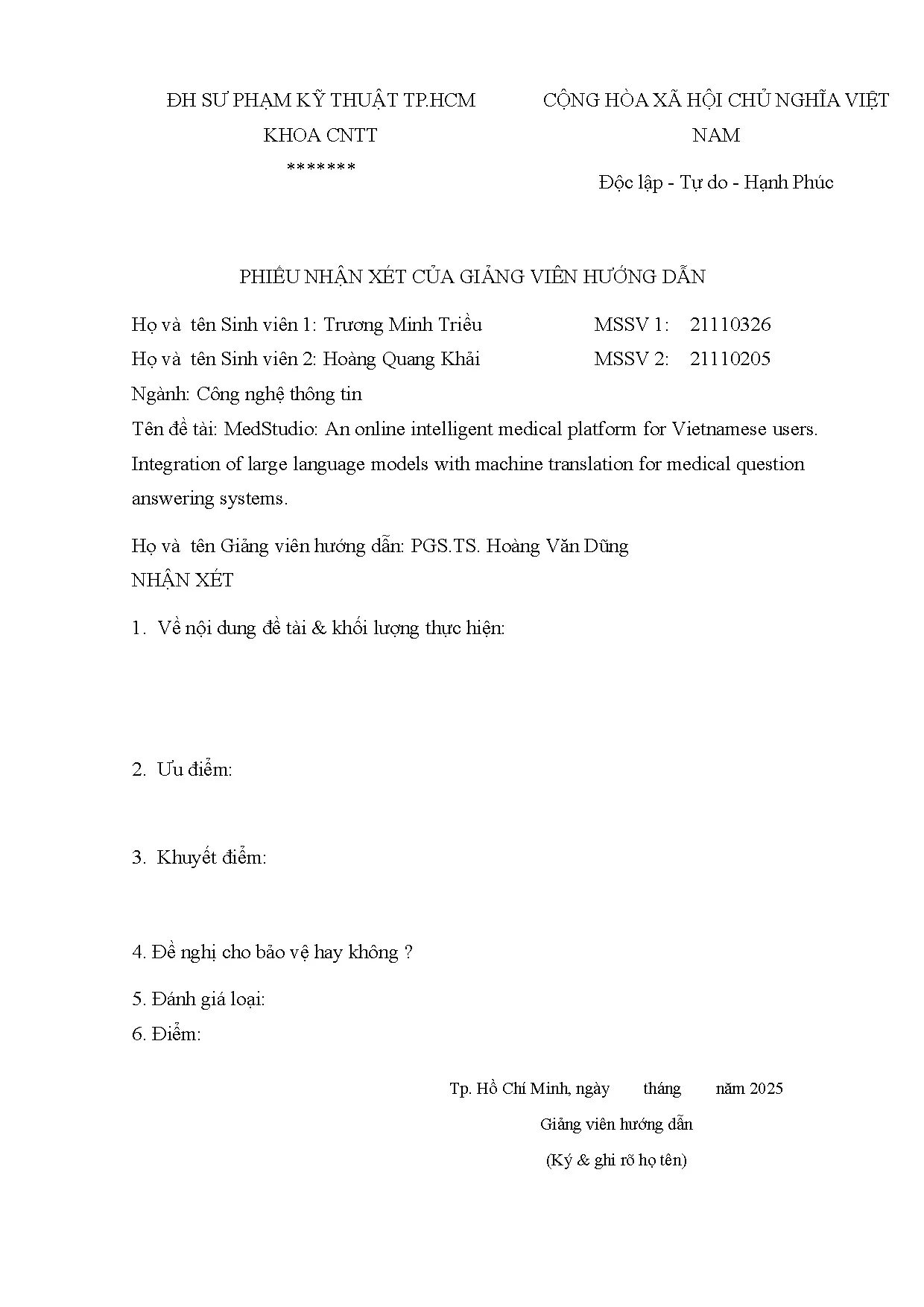 Đồ án tốt nghiệp - Medstudio: an online interlligent medical platform for vietnamese UIOLLMWMTFMQAS - Trang 3