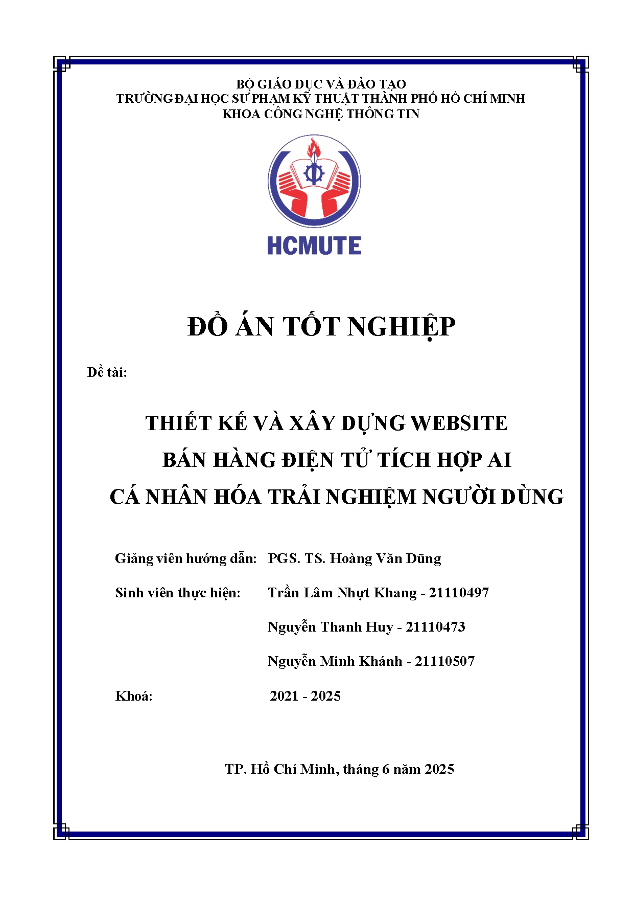 Đồ án tốt nghiệp - Thiết kế và xây dựng website bán hàng điện tử tích hợp AI cá nhân hóa trải NND