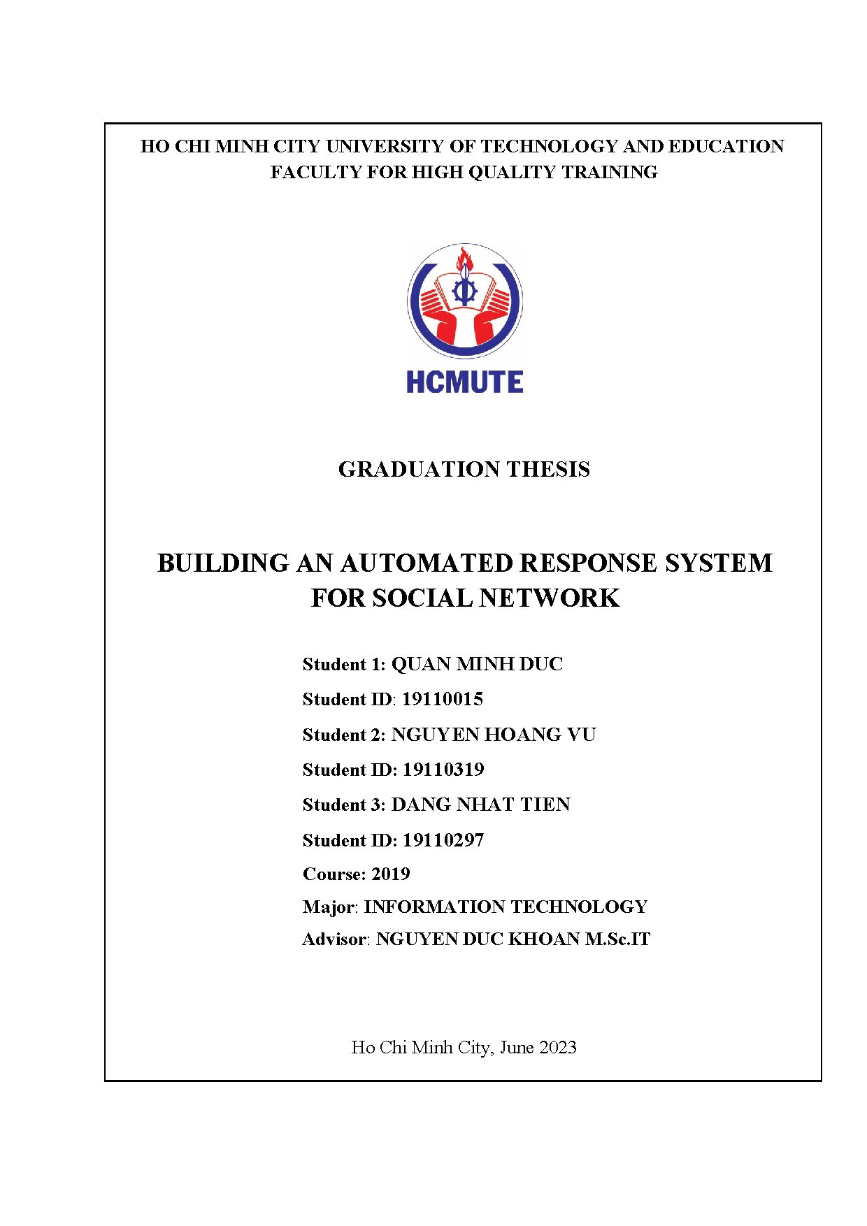Đồ án tốt nghiệp - Buiding an automated response system for social network
