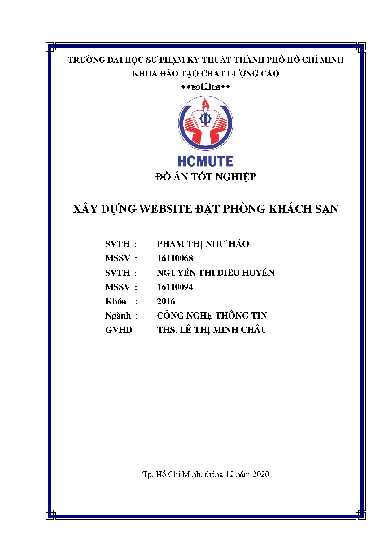 Đồ án tốt nghiệp - Xây dựng trang Website đặt phòng khách sạn