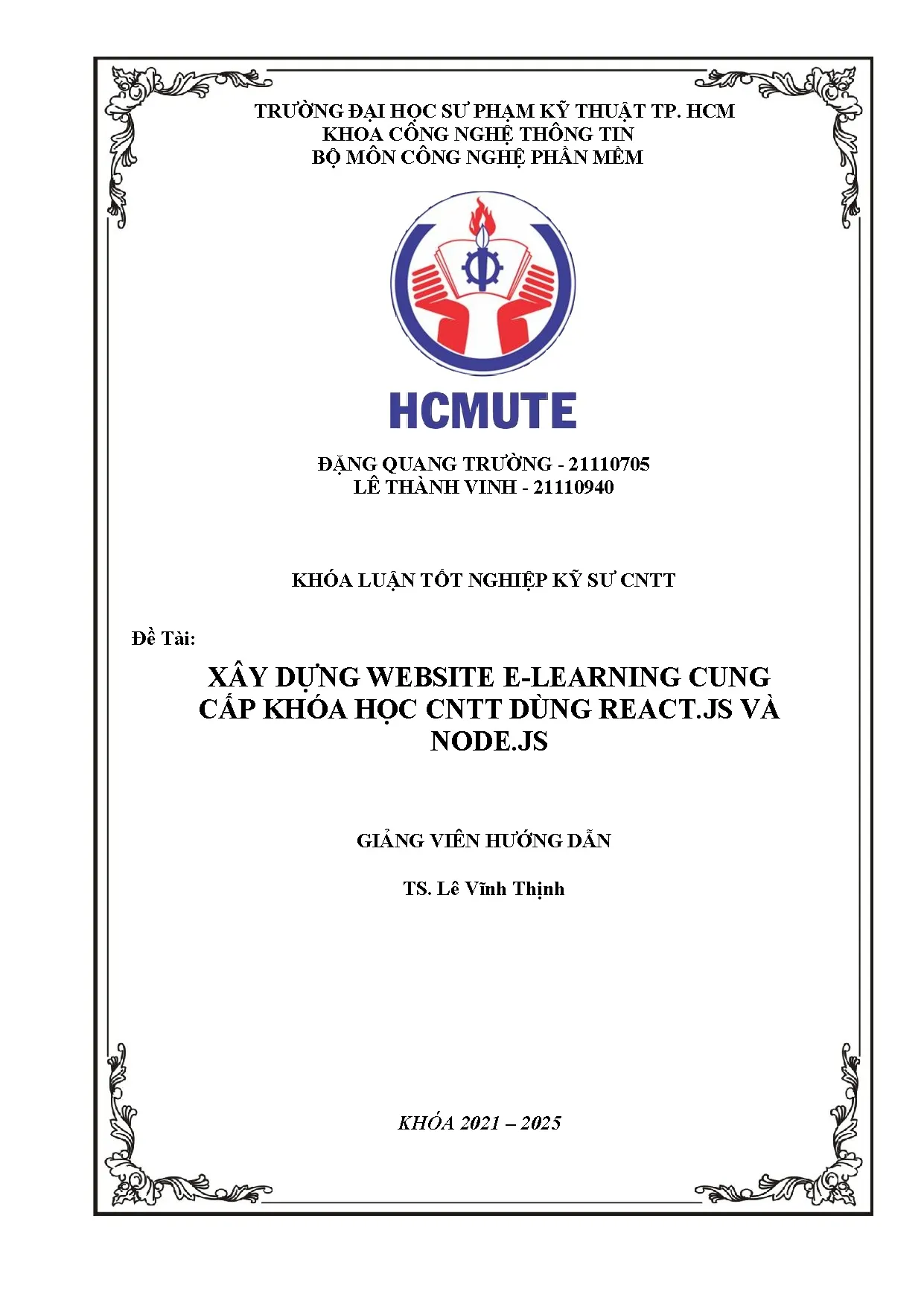 Đồ án tốt nghiệp - Xây dựng Website E-learning cung cấp khóa học CNTT dùng React.js và Node.js