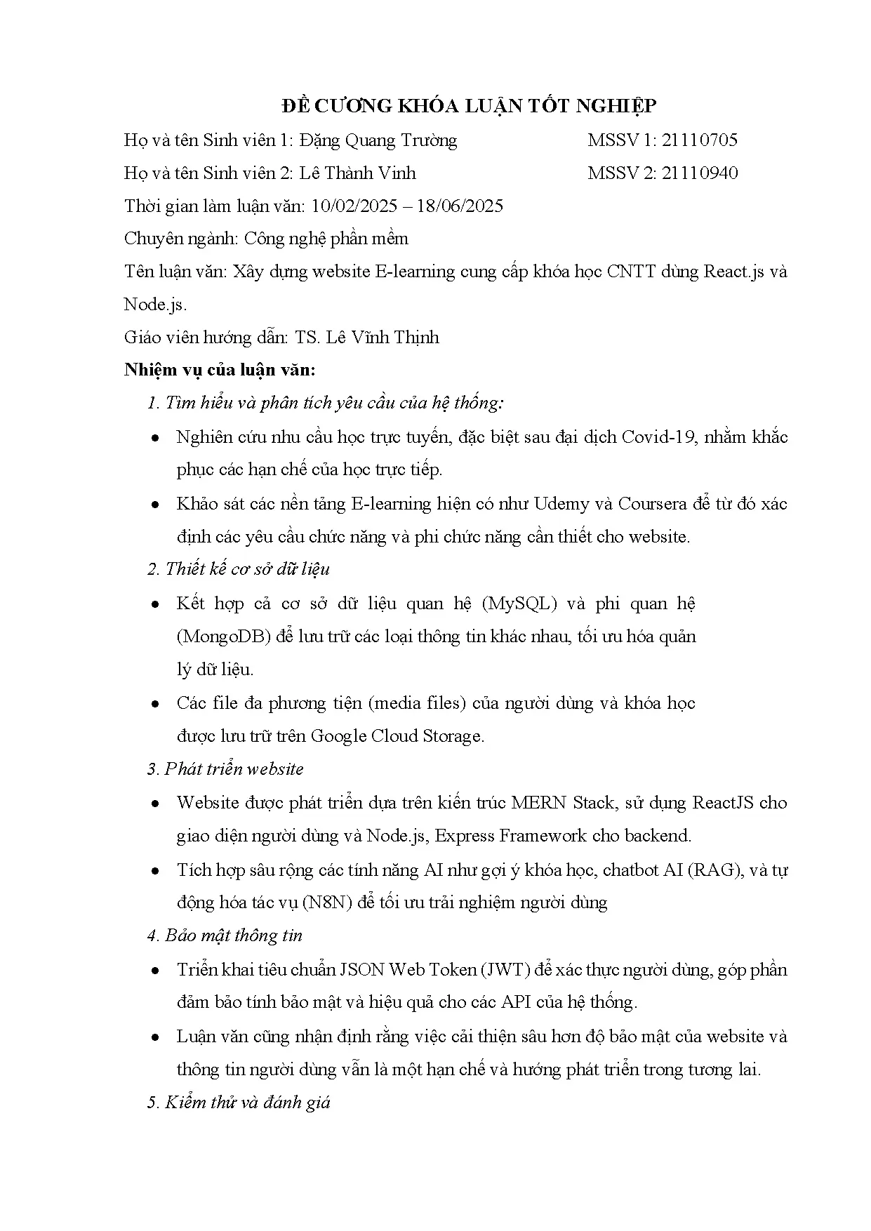 Đồ án tốt nghiệp - Xây dựng Website E-learning cung cấp khóa học CNTT dùng React.js và Node.js - Trang 3