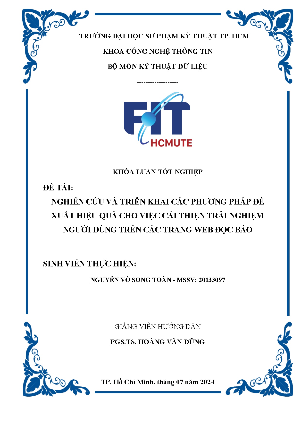 Đồ án tốt nghiệp - Nghiên cứu và triển khai các phương pháp đề xuất hiệu quả cho việc CTTNNDTCTWĐB