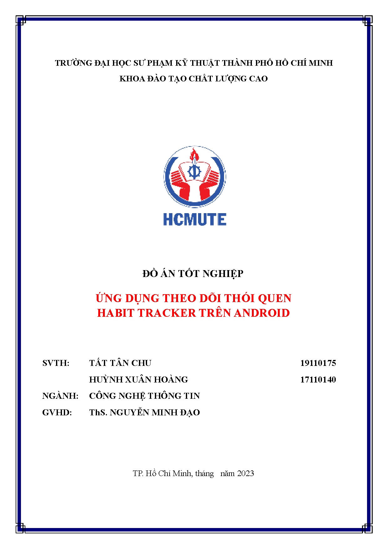 Đồ án tốt nghiệp - Ứng dụng theo dõi thói quen Habit tracker trên Android