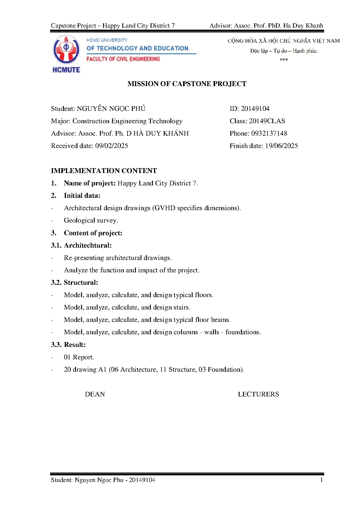 Đồ án tốt nghiệp - Mission of capstone project