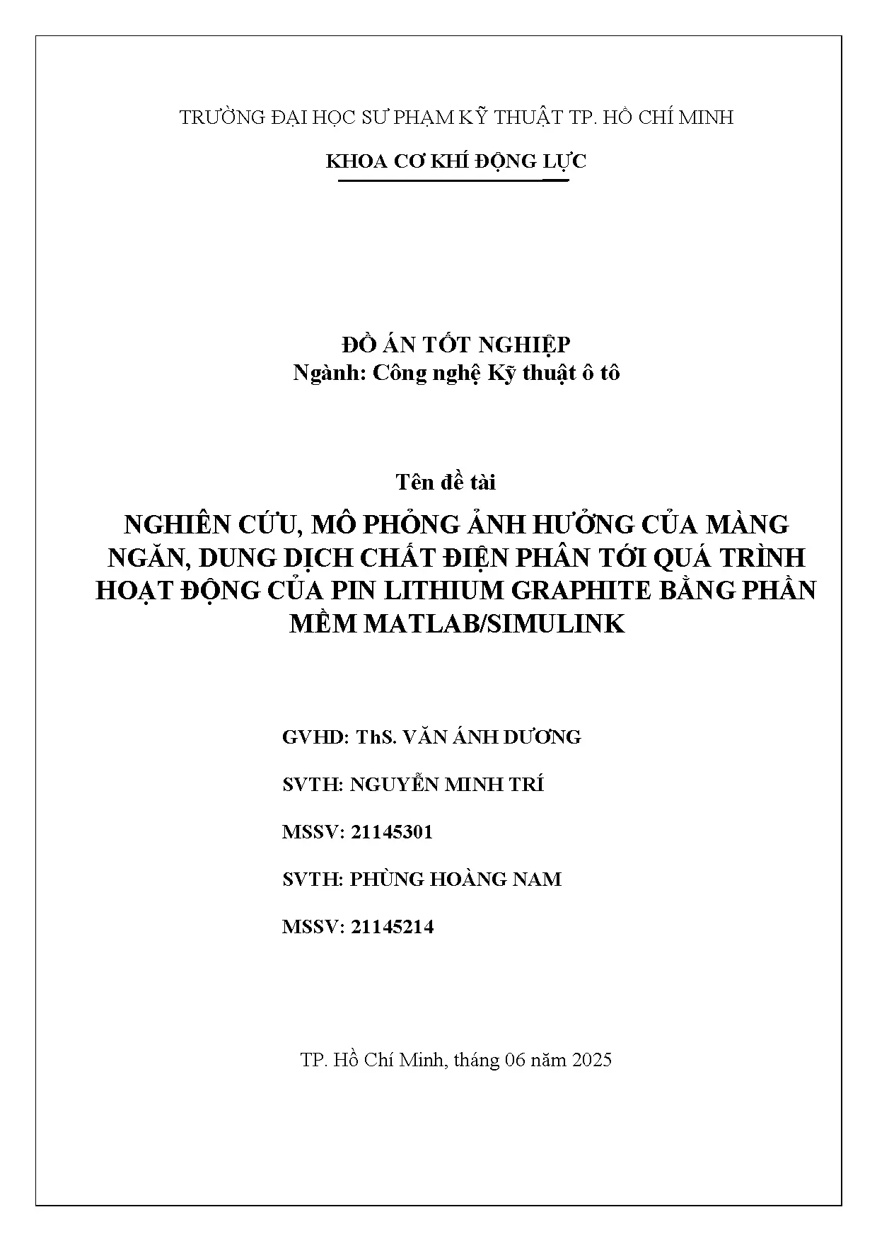 Đồ án tốt nghiệp - Nghiên cứu, mô phỏng ảnh hưởng của màng ngăn, dung dịch chất điện PTQTHĐCPLGBPMM - Trang 2