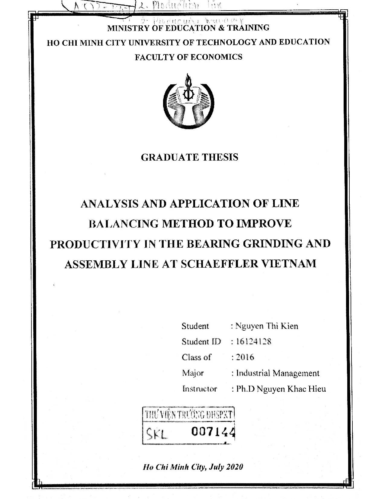Đồ án tốt nghiệp - Analysis and application of line balancing method to improve PITBGAALASV