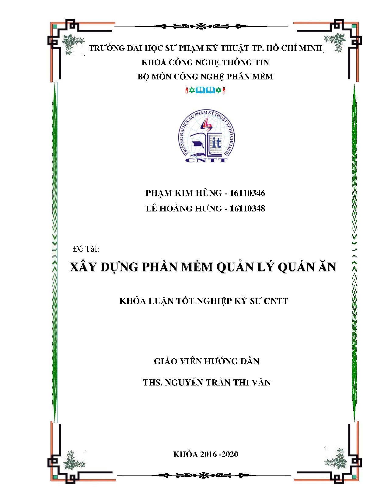 Đồ án tốt nghiệp - Xây dựng phần mềm quản lý quán ăn