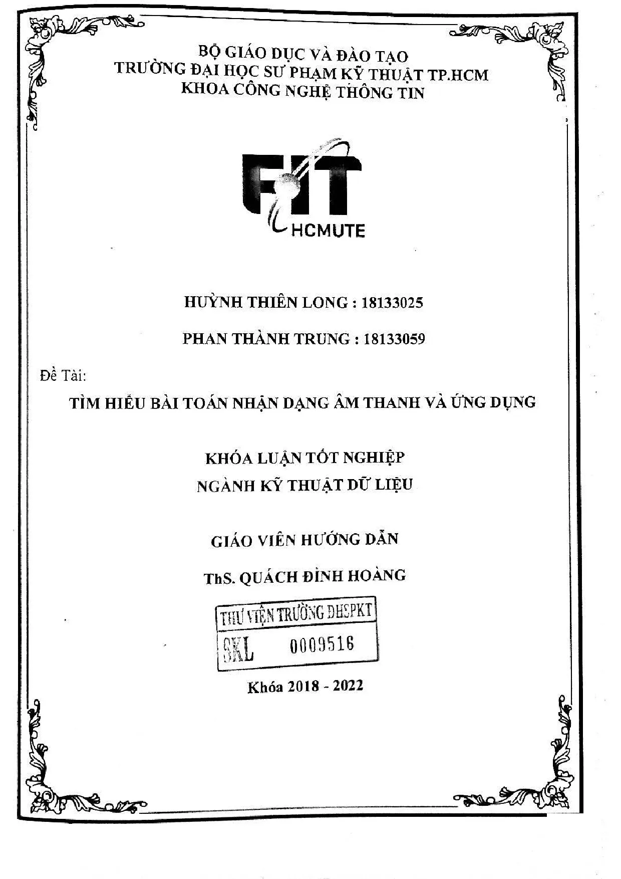 Đồ án tốt nghiệp - Tìm hiểu bài toán nhận dạng âm thanh và ứng dụng