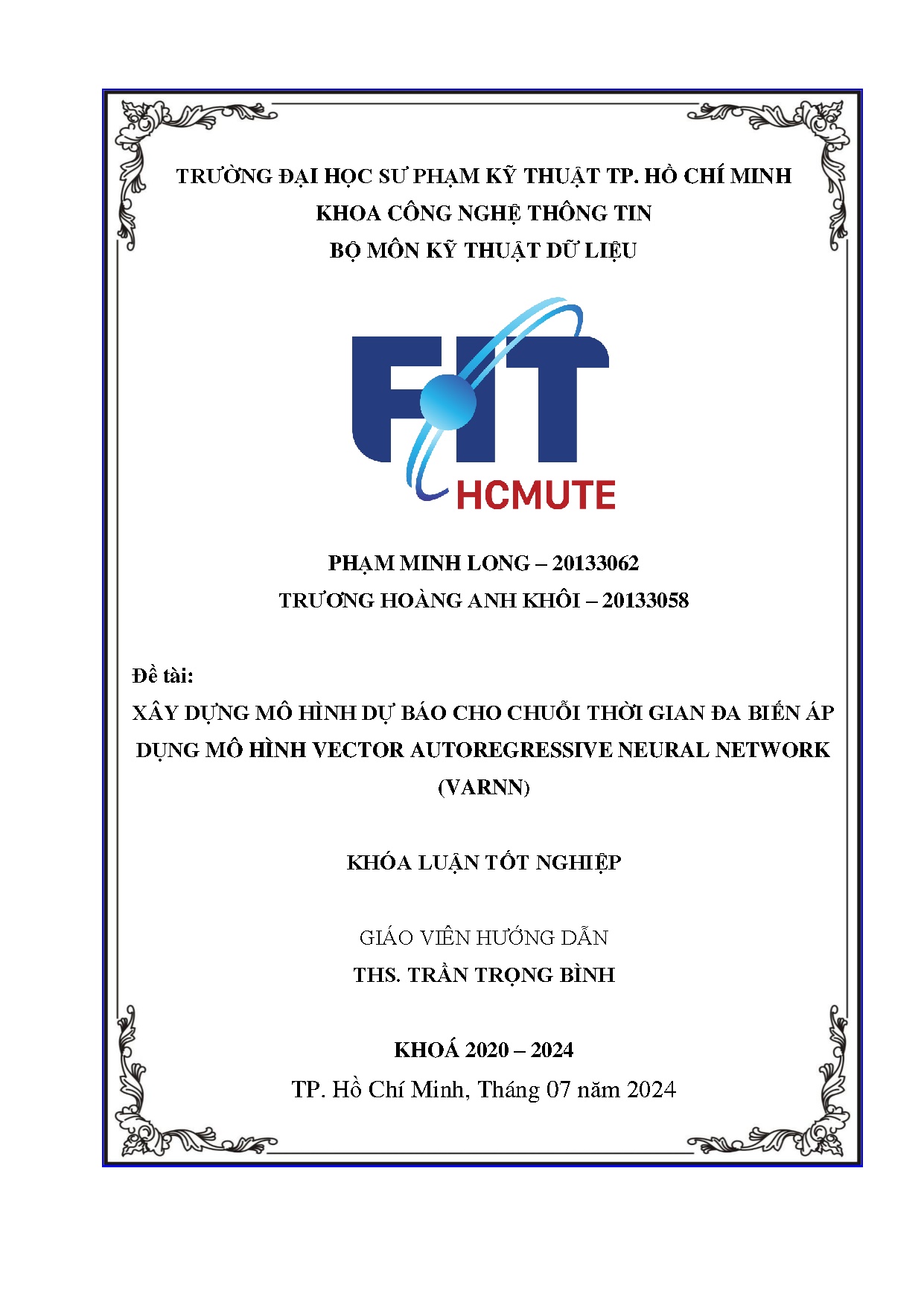 Đồ án tốt nghiệp - Xây dựng mô hình dự báo cho chuỗi thời gian đa biến áp dụng mô hình vector ANN (