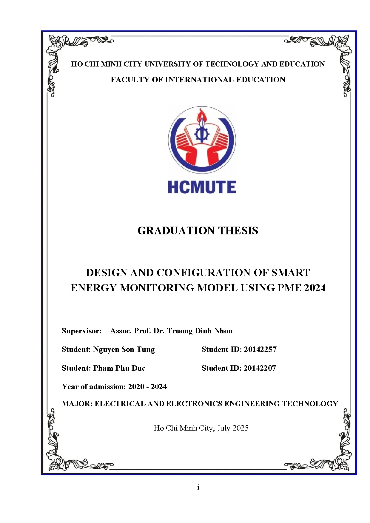 Đồ án tốt nghiệp - Design and configuration of smart energy monitoring model using PME 2024