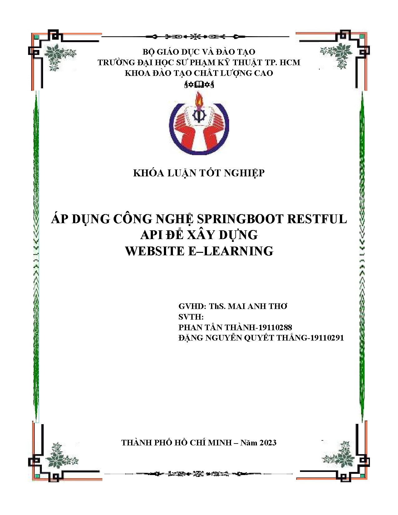 Đồ án tốt nghiệp - Áp dụng công nghệ Springboot Restful Api để xây dựng website E-Learning