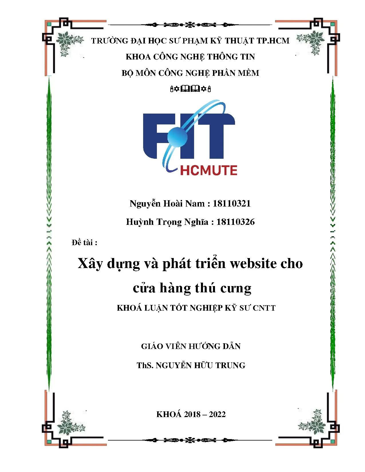 Đồ án tốt nghiệp - Xây dựng và phát triển Website cho cửa hàng thú cưng