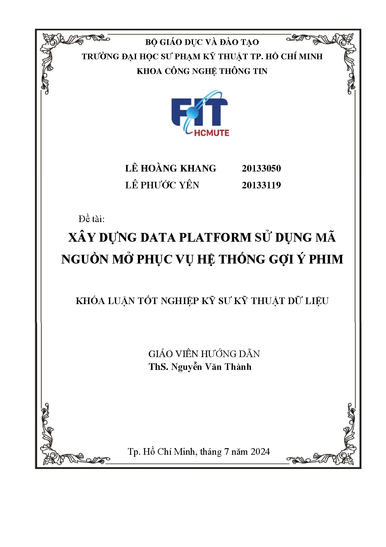 Đồ án tốt nghiệp - Xây dựng data platform sử dụng mã nguồn mở phục vụ hệ thống gợi ý phim