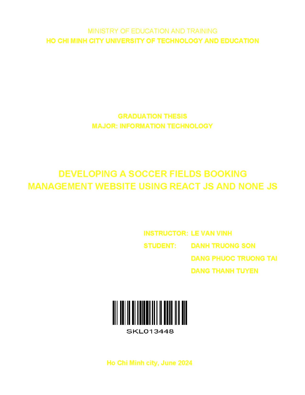 Đồ án tốt nghiệp - Developing a soccer fields booking management website using react Js and none Js
